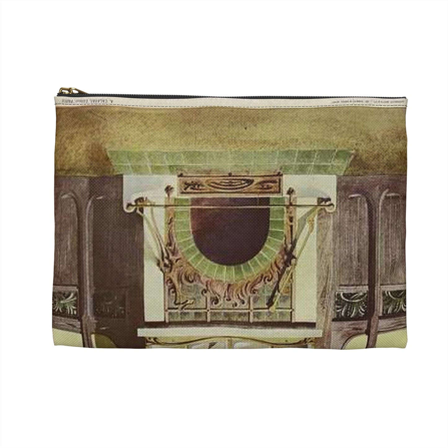 345ARTIST Bonvallet, L. H. Projet De Cheminée., Nancy Large Organizer Pouch with Black Zipper