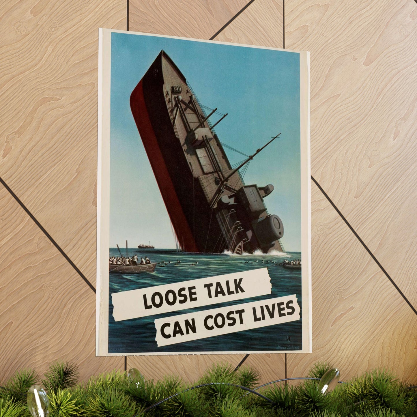 Loose talk can cost lives - Art Deco public domain image High Quality Matte Wall Art Poster for Home, Office, Classroom