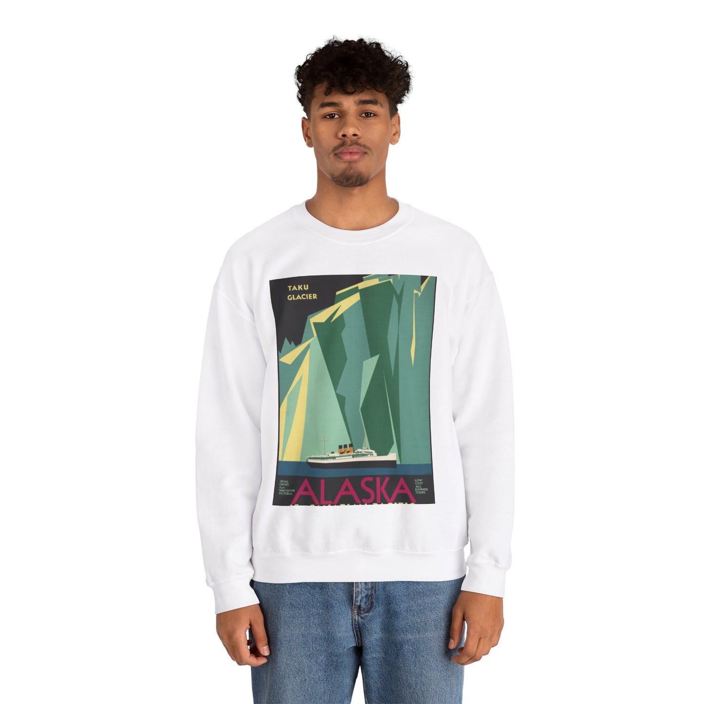 Alaska. Vintage Travel Poster., Art Deco Poster White Heavy Blend Adult Crew Neck SweatShirt