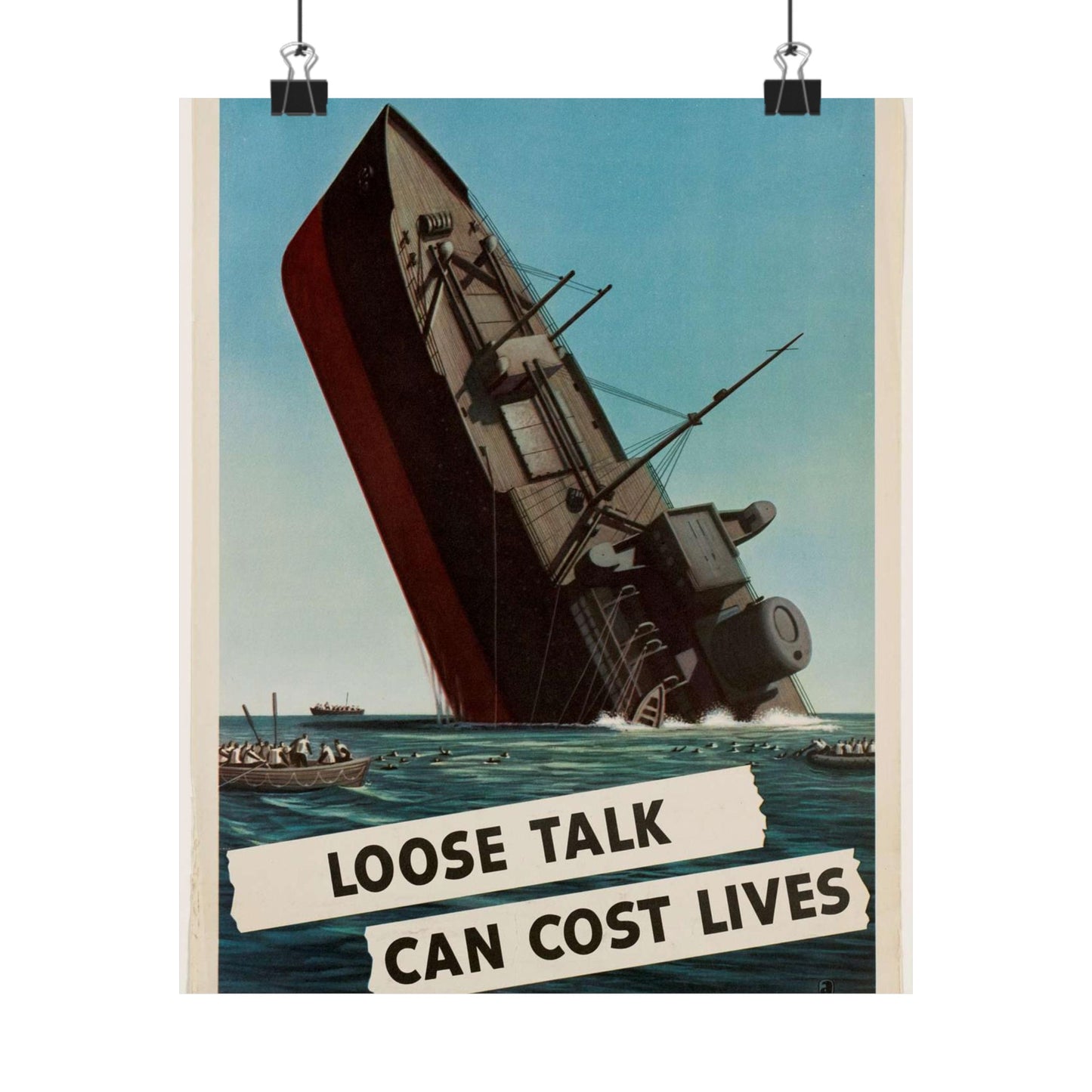 Loose talk can cost lives - Art Deco public domain image High Quality Matte Wall Art Poster for Home, Office, Classroom