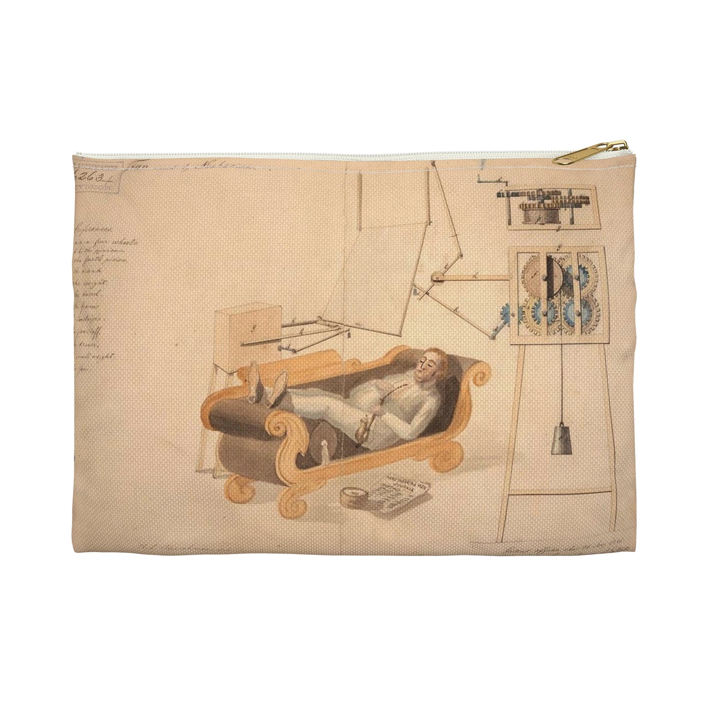 Patent drawing - Drawing of Fan Moved by Mechanism Public domain  image Large Organizer Pouch with Black Zipper