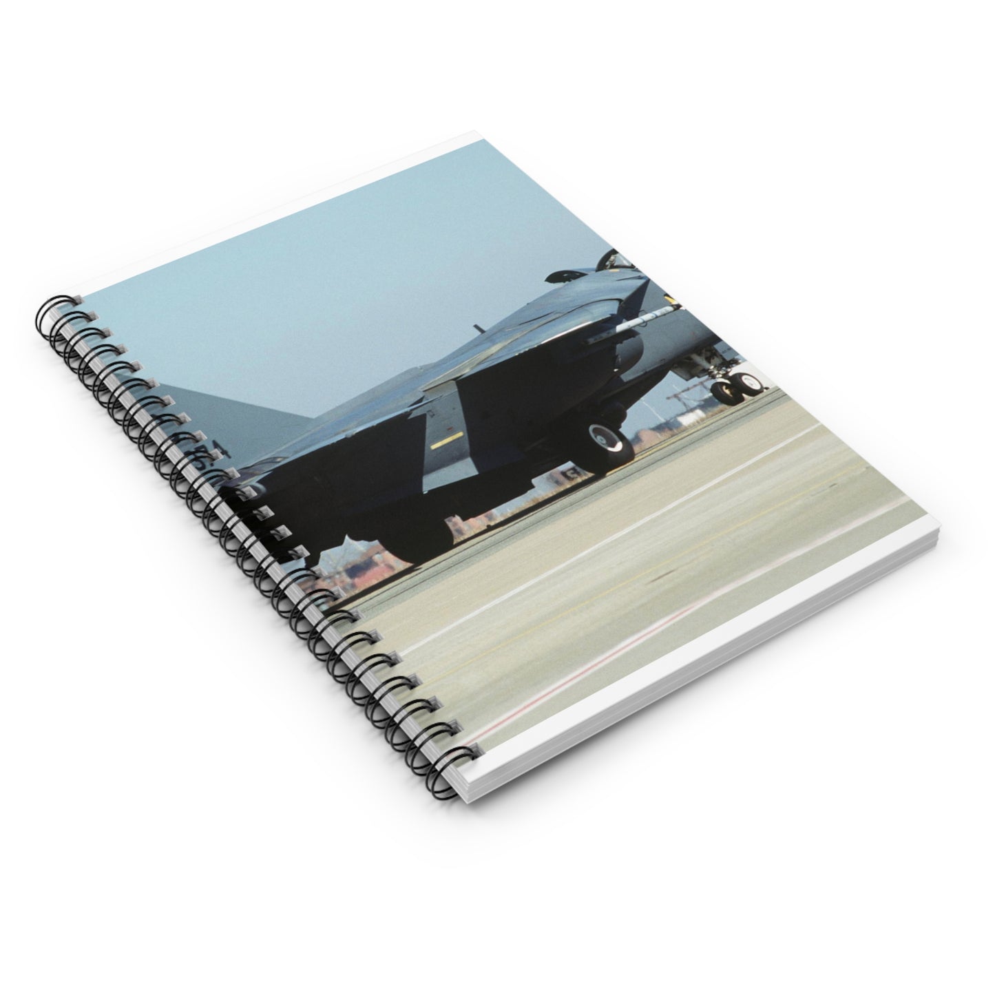 An F-111 from the 523rd Fighter Squadron, 27th Fighter Wing, Cannon Air Force Base, New Mexico taxis out to the runway Spiral Bound Ruled Notebook with Printed Cover