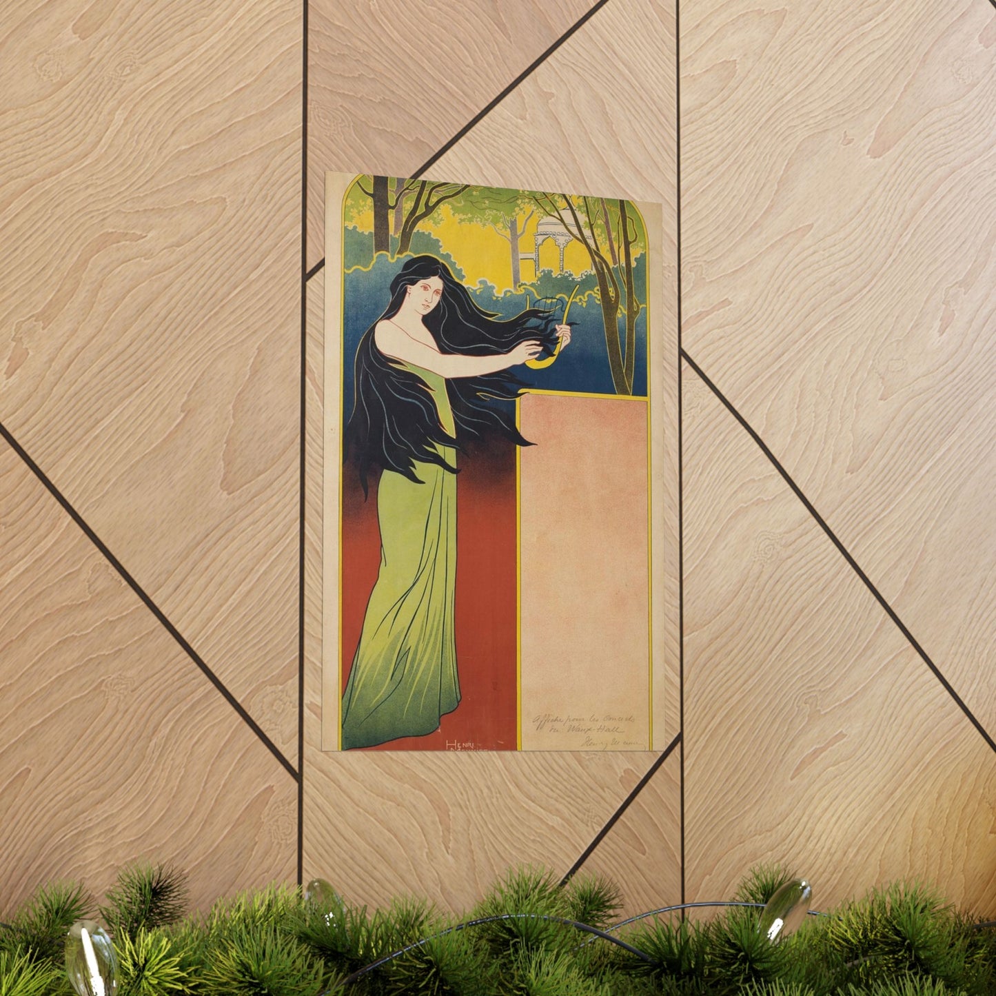 A painting of a woman with long black hair. Vintage art deco, beauty fashion. High Quality Matte Wall Art Poster for Home, Office, Classroom