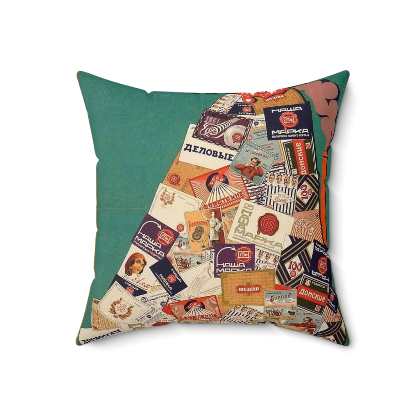 Неизвестный художник ДГТФ папиросы, Art Deco Poster Decorative Accent Square Pillow