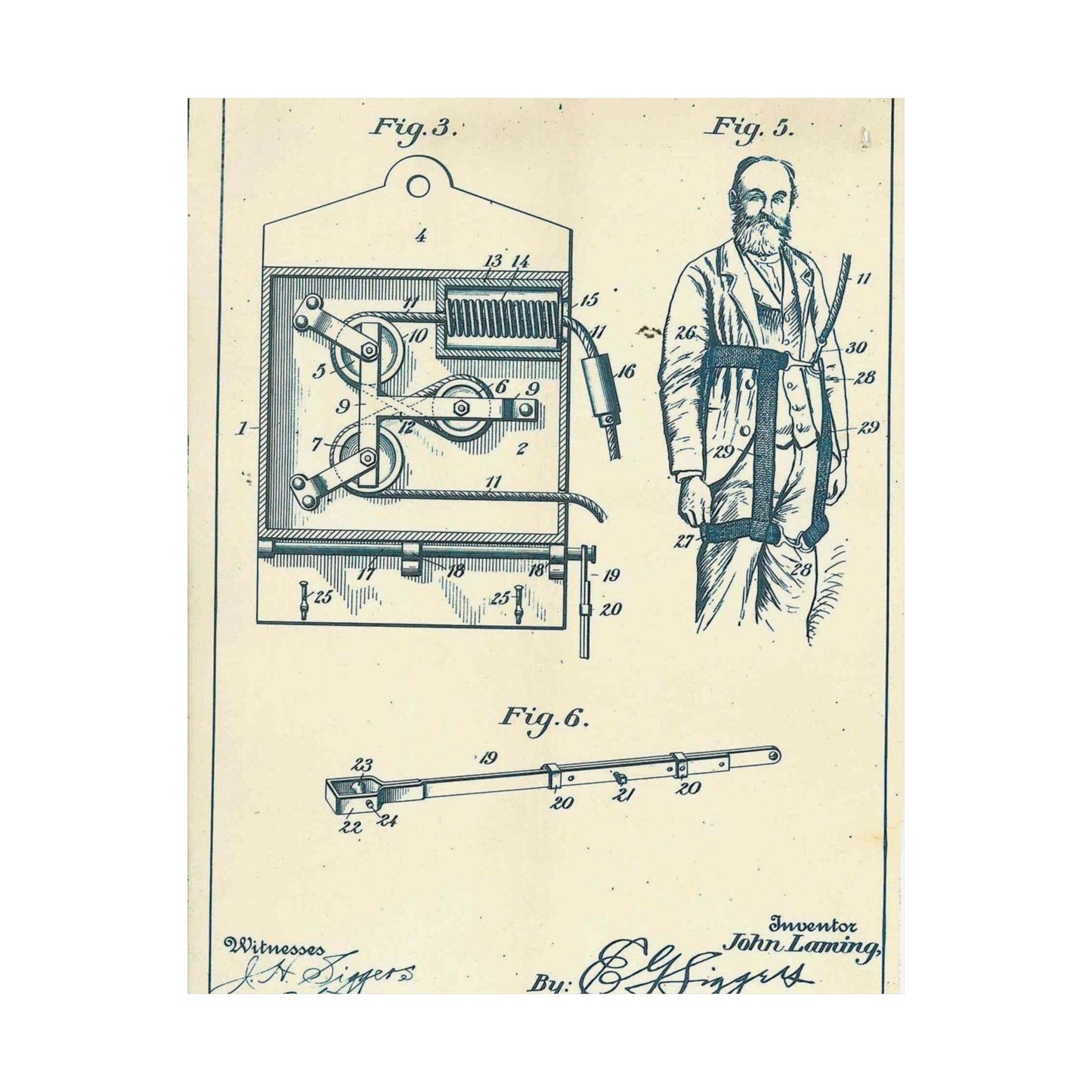 Patent Case File No. 630,902, Fire Escape, Inventor- John Laming - DPLA - 86fd3ca465dbd3fd9720fd06f826af5c (page 14) High Quality Matte Wall Art Poster for Home, Office, Classroom