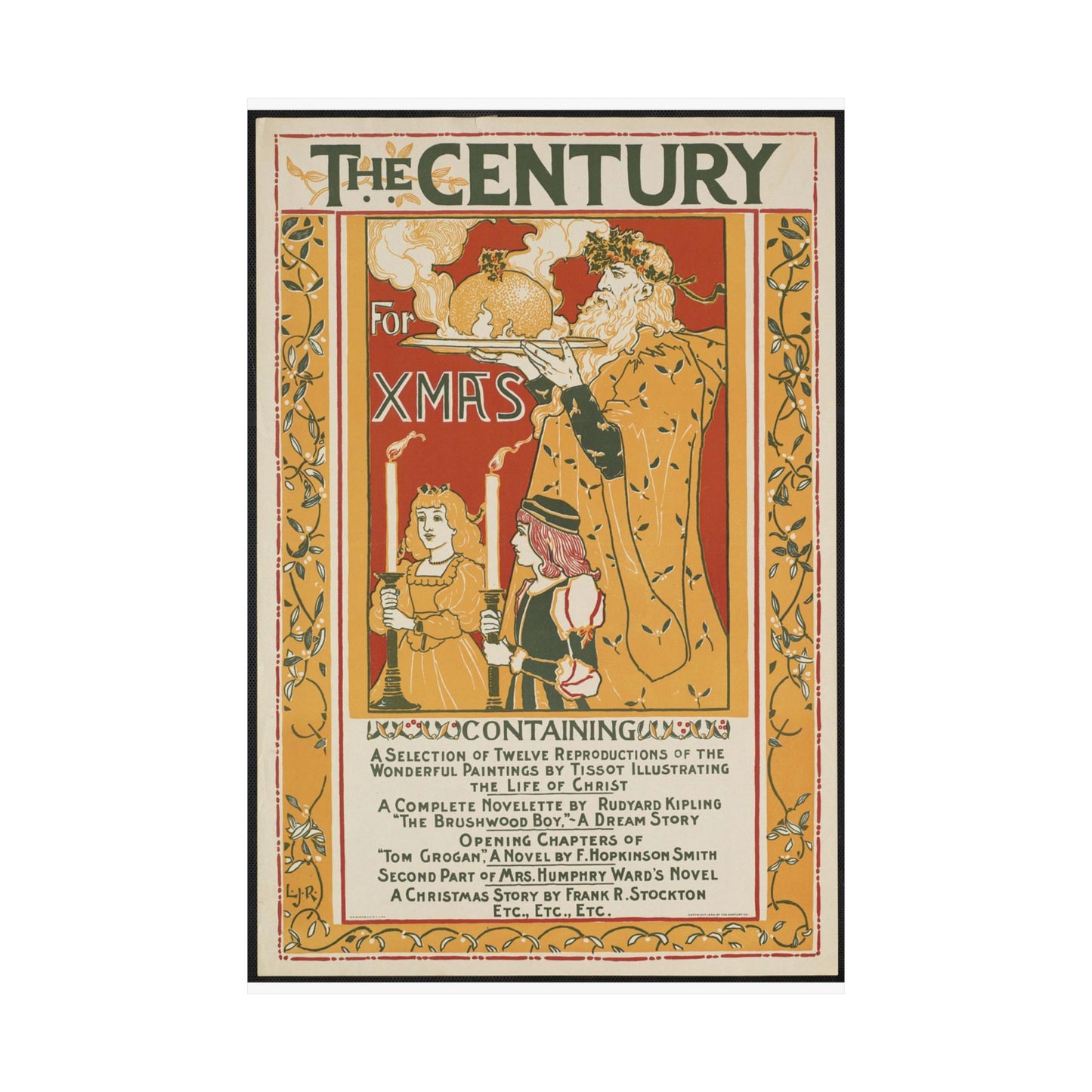 Louis Rhead - The century for Xmas, Art Nouveau poster High Quality Matte Wall Art Poster for Home, Office, Classroom