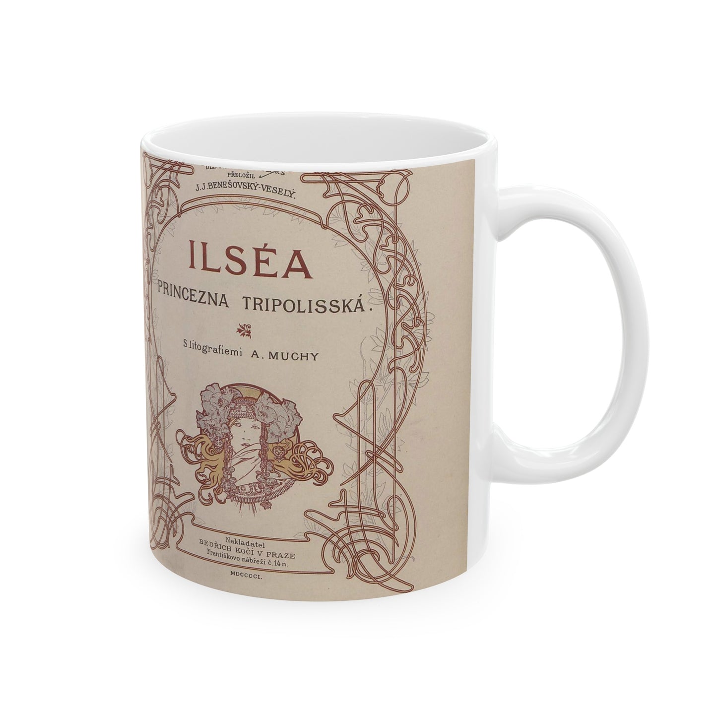 Ilsea, princezna tripolisska - title - Alfons Mucha Beautiful Novelty Ceramic Coffee Mug 11oz