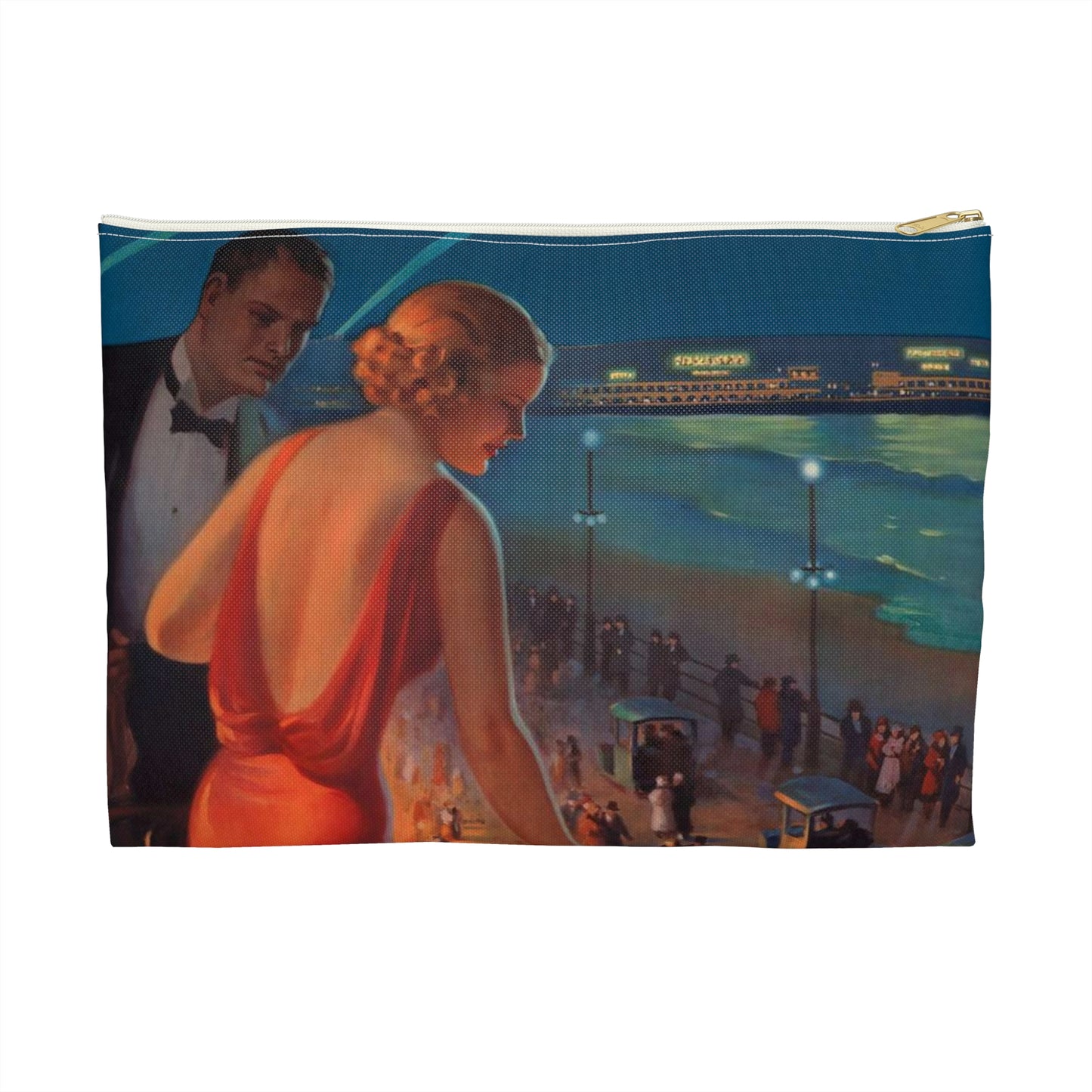 Detail, Atlantic City—America's Great All Year Resort, Pennsylvania Railroad, painting by Edward Mason Eggleston (cropped) Large Organizer Pouch with Black Zipper