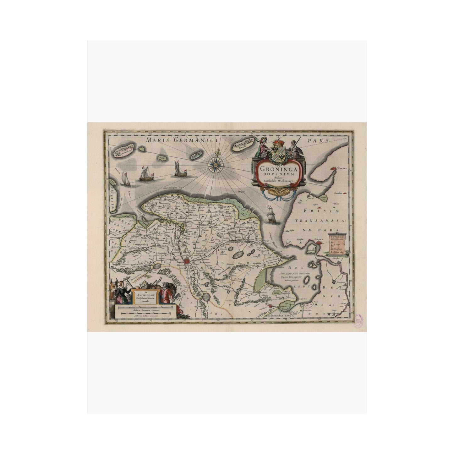 Blaeu 1645 - Groninga Dominium (2nd) High Quality Matte Wall Art Poster for Home, Office, Classroom