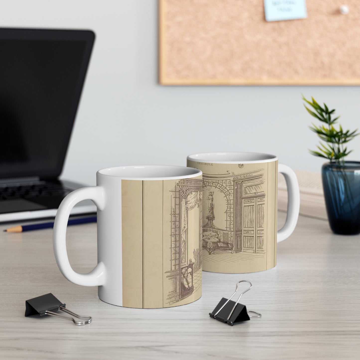 Vestibule : décor de baie en bois découpé sur treillage doré. Lambris, meubles et porte en bois de frêne verni. Etoffe des sièges et de la baie en soie brochée. Beautiful Novelty Ceramic Coffee Mug 11oz