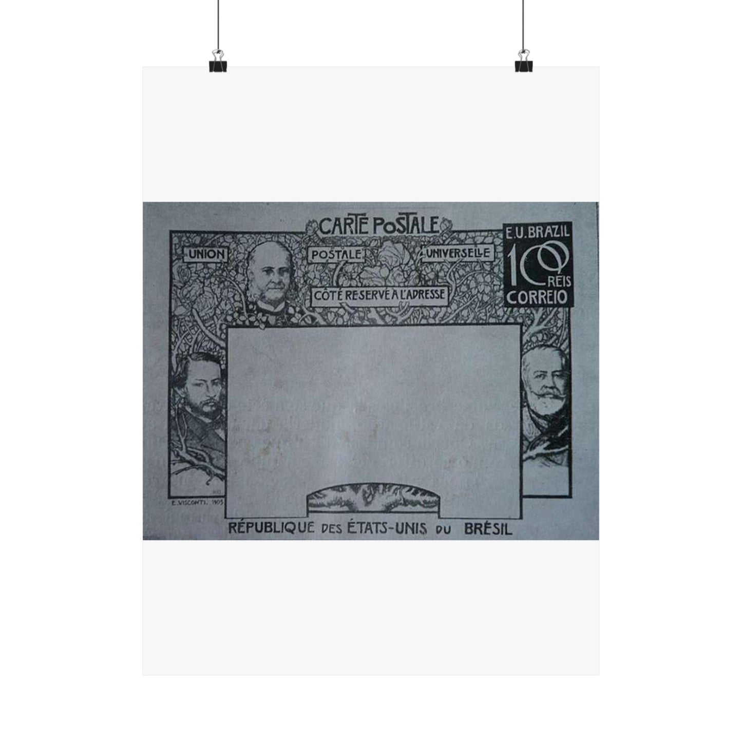 EliseuVisconti-D857-Bilhete postal para o exterior – A Evolução Histórica do Brasil – Projeto para bilhete postal integrante da coleção vencedora do Concurso dos Correios de 1904 High Quality Matte Wall Art Poster for Home, Office, Classroom