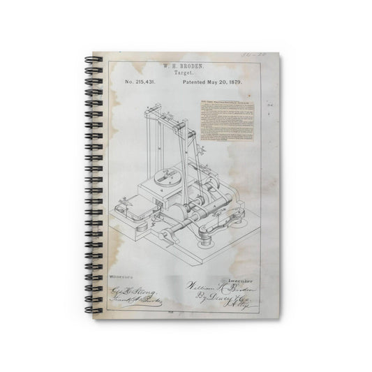 Patent drawing - for W. H. Broden's Target Public domain  image Spiral Bound Ruled Notebook with Printed Cover