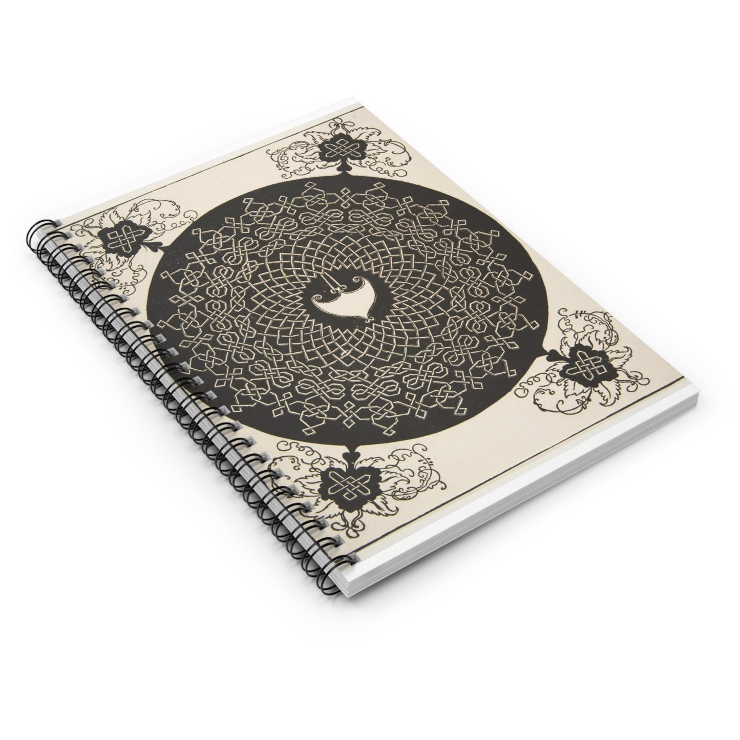 “The Second Knot”. Interlaced Roundel with an Amazon Shield in its Center Spiral Bound Ruled Notebook with Printed Cover