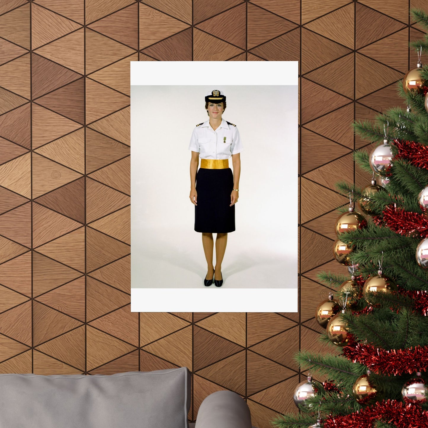 Uniform: Tropical dinner dress blue, female Navy officers High Quality Matte Wall Art Poster for Home, Office, Classroom