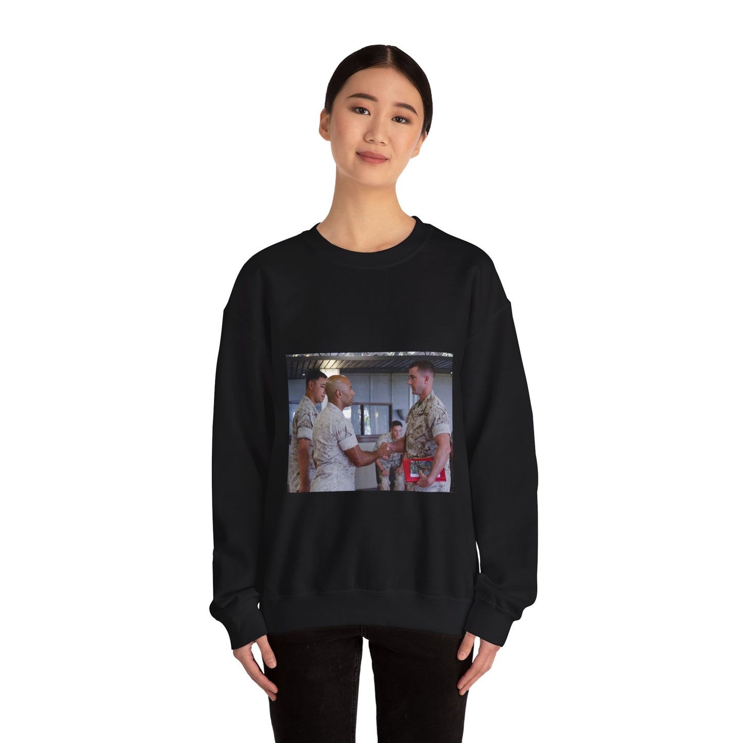 First Sgt. Miguel A. Betancourt III (second from left), Black Heavy Blend Adult Crew Neck SweatShirt