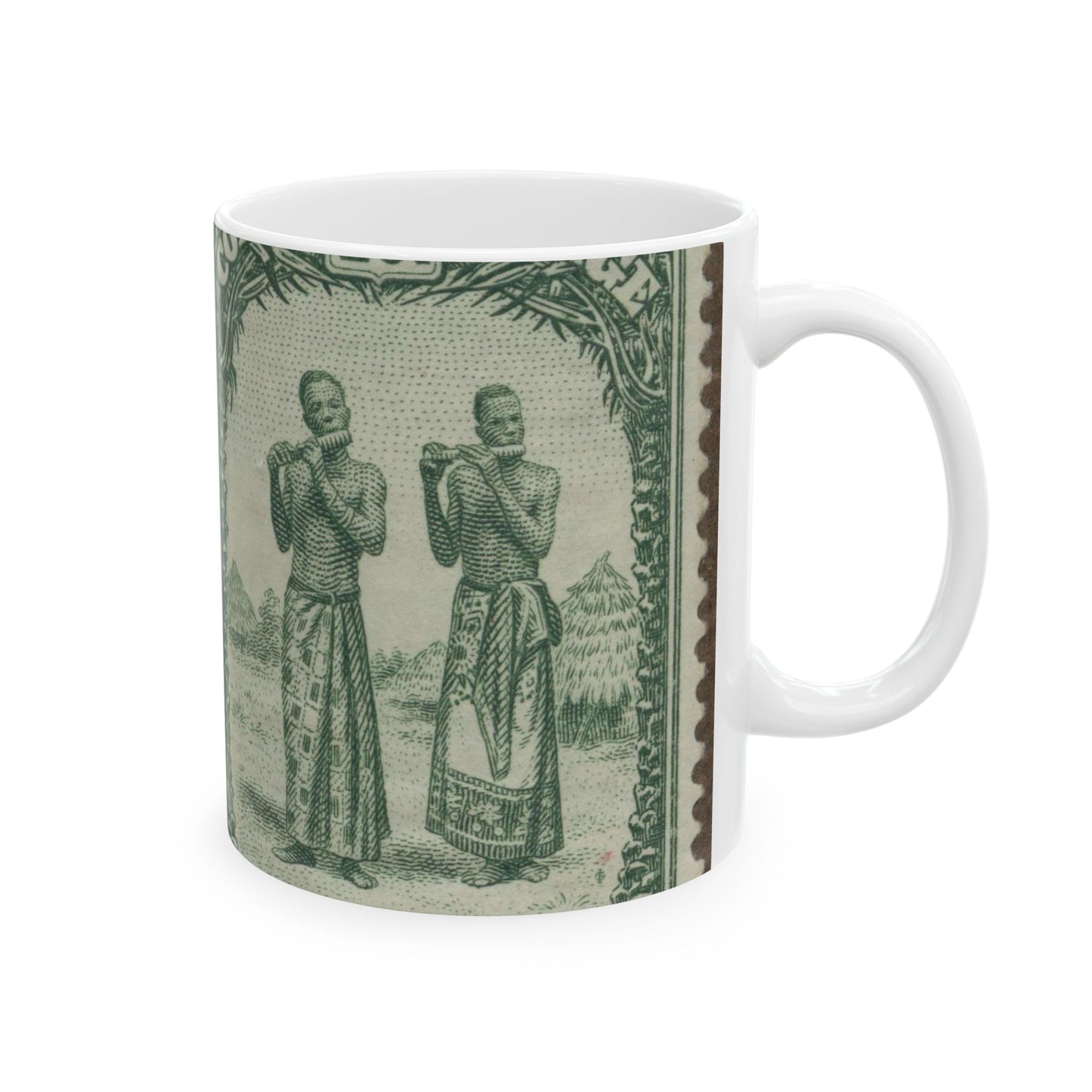 Frimärke ur Gösta Bodmans filatelistiska motivsamling, påbörjad 1950.Frimärke från Belgiska Kongo, 1931. Musiserande män från Batetela, Kongo. Beautiful Novelty Ceramic Coffee Mug 11oz