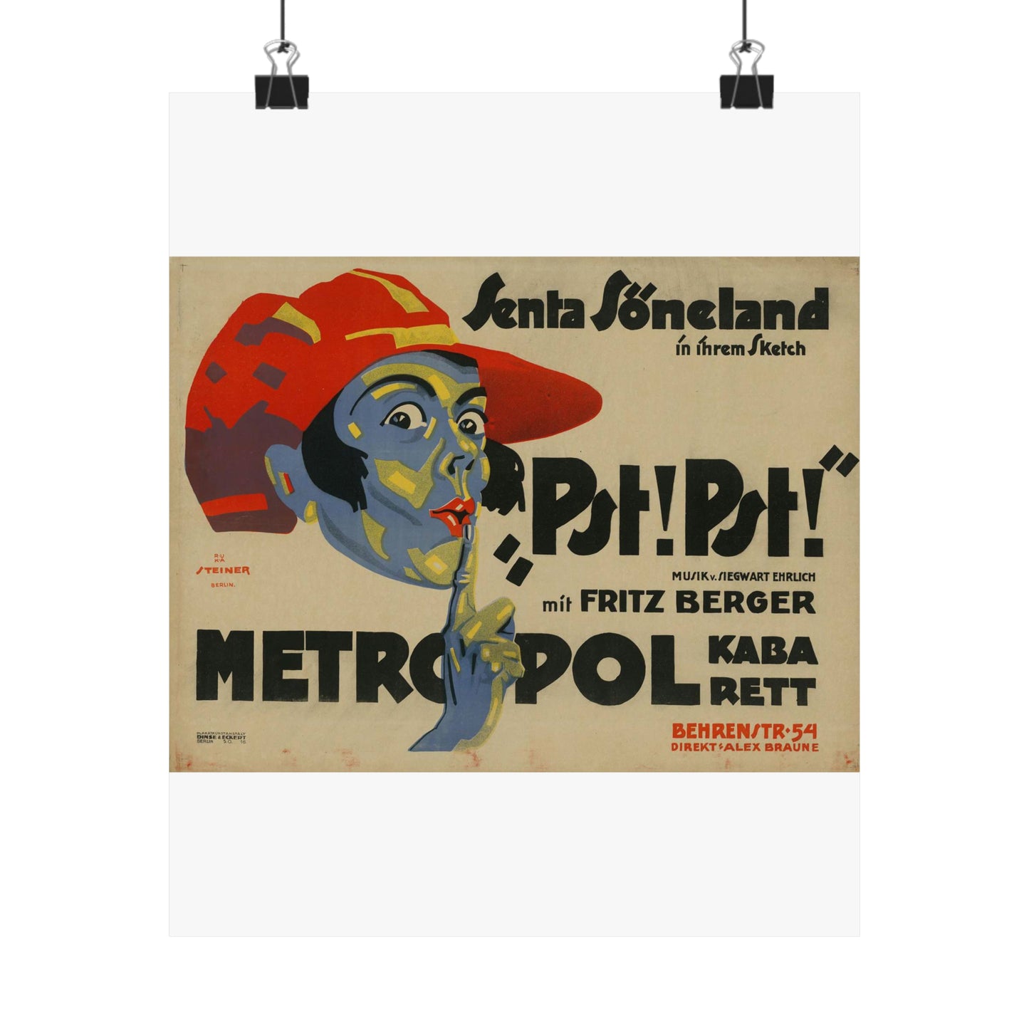 Jo Steiner - Senta Söneland in ihrem Sketch “Pst! Pst!” High Quality Matte Wall Art Poster for Home, Office, Classroom