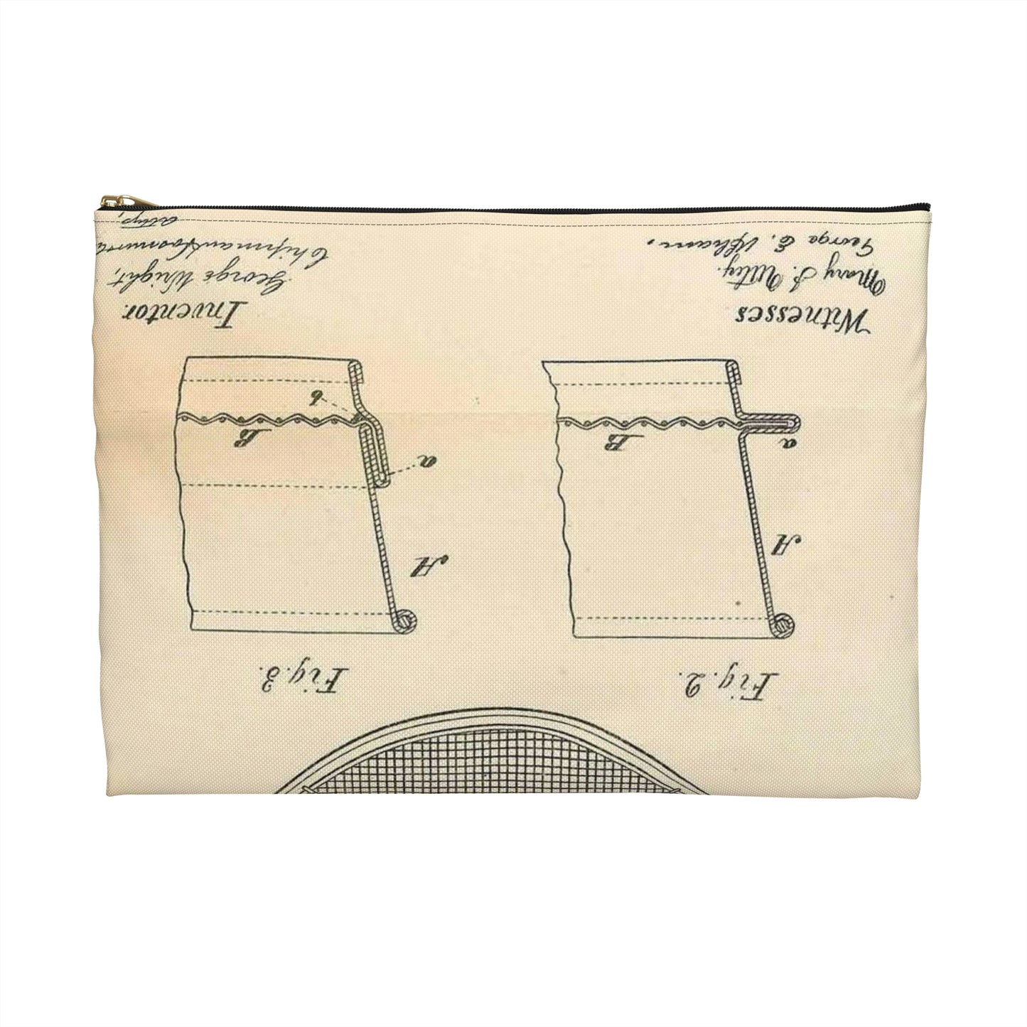 Patent Case File No. 145,924, Improvement in Sieves, Inventor- George Wright. - DPLA - a7a17ded40bdce4ed8e081156174bb00 (page 16) Large Organizer Pouch with Black Zipper