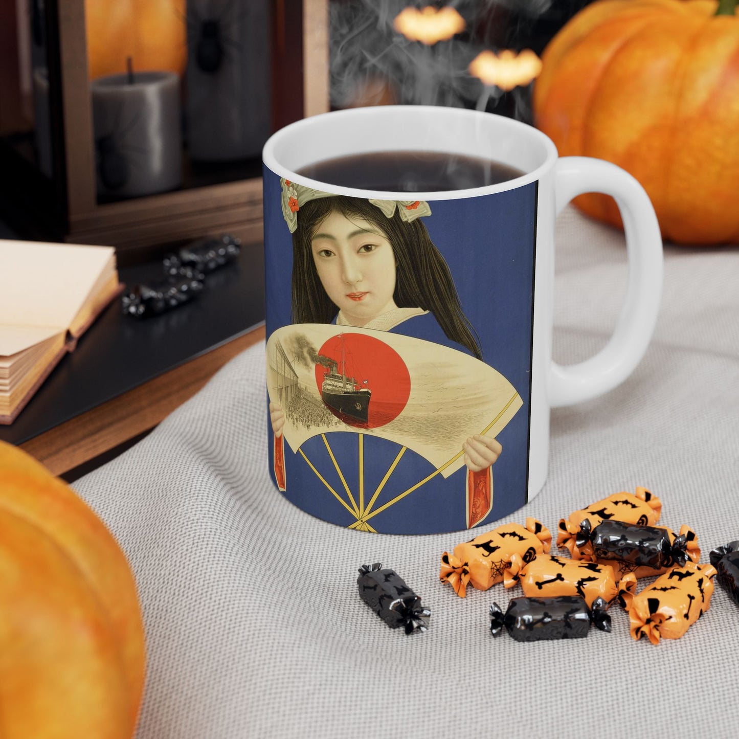 Toyo Kisen Kaisha = Oriental Steam-Ship Company (Woman with a fan) (rbm-coll3020-01-03) Beautiful Novelty Ceramic Coffee Mug 11oz