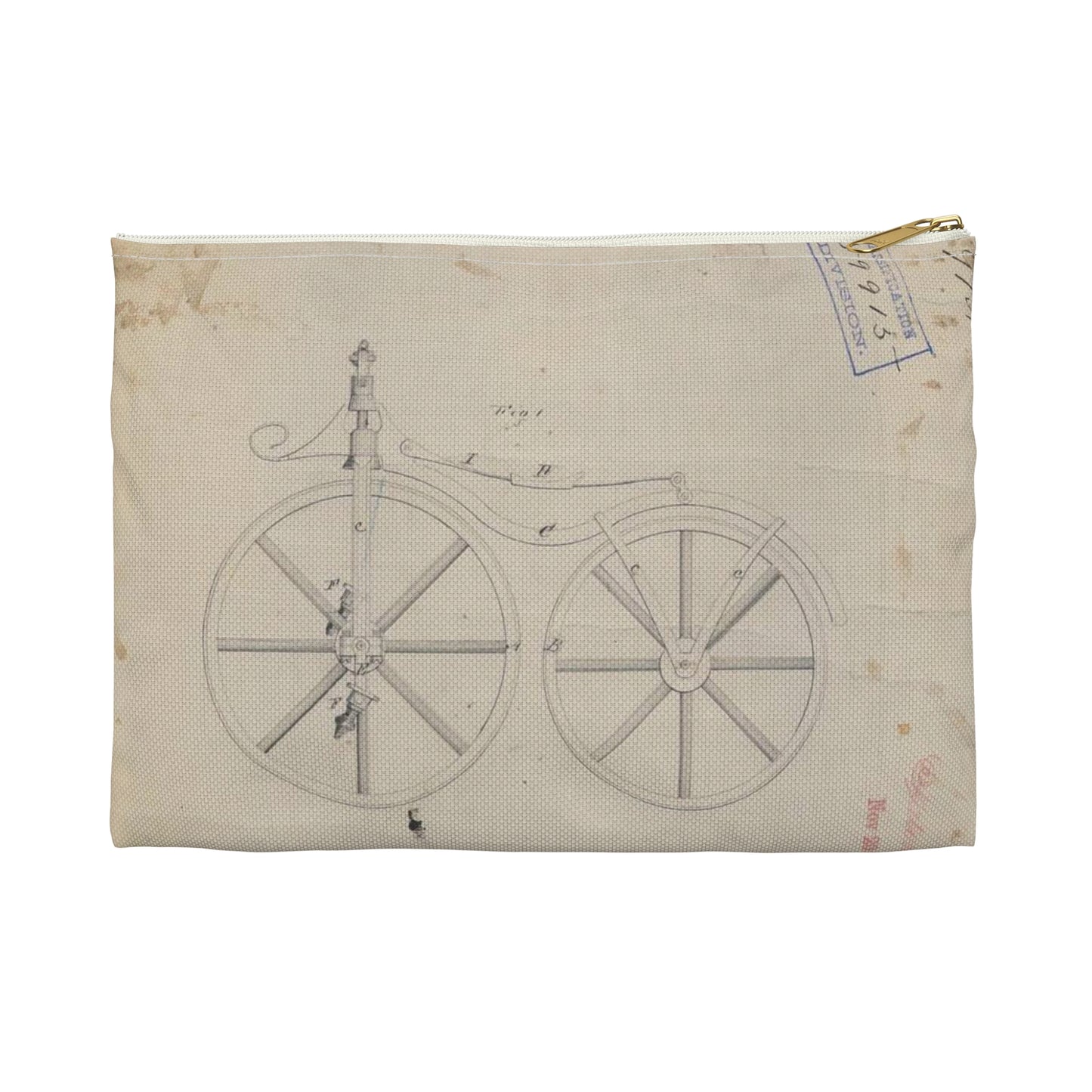 Patent drawing - for Pierre Lallement's Improvement in Velocipedes Public domain  image Large Organizer Pouch with Black Zipper