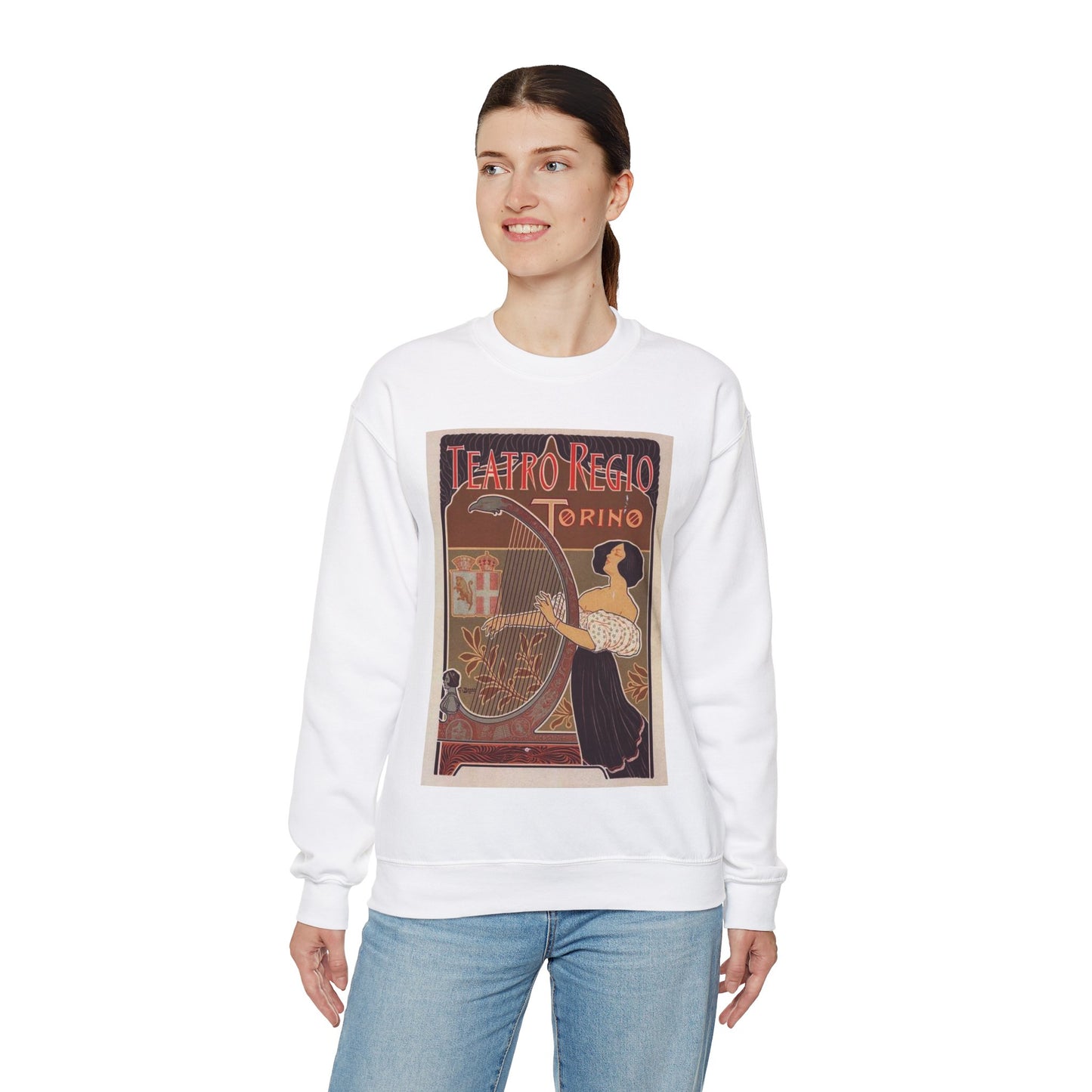 Affiche italienne pour le "Théâtre royal de Turin" White Heavy Blend Adult Crew Neck SweatShirt
