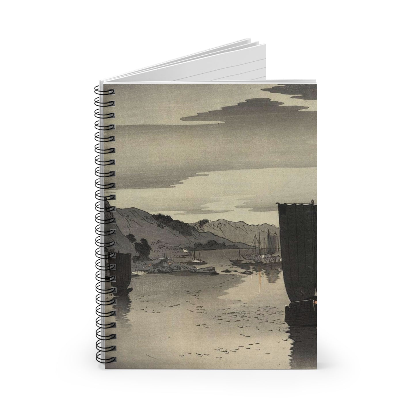 Yūgure no hansen - Public domain portrait drawing  Spiral Bound Ruled Notebook with Printed Cover