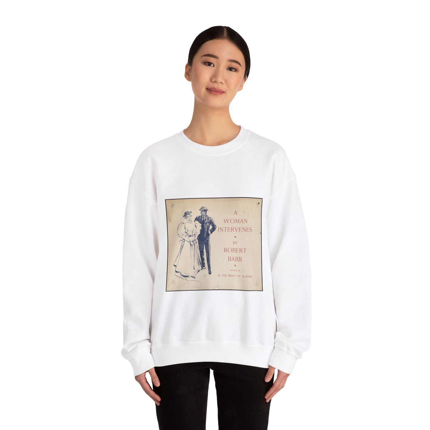 A woman intervenes by Robert Barr White Heavy Blend Adult Crew Neck SweatShirt