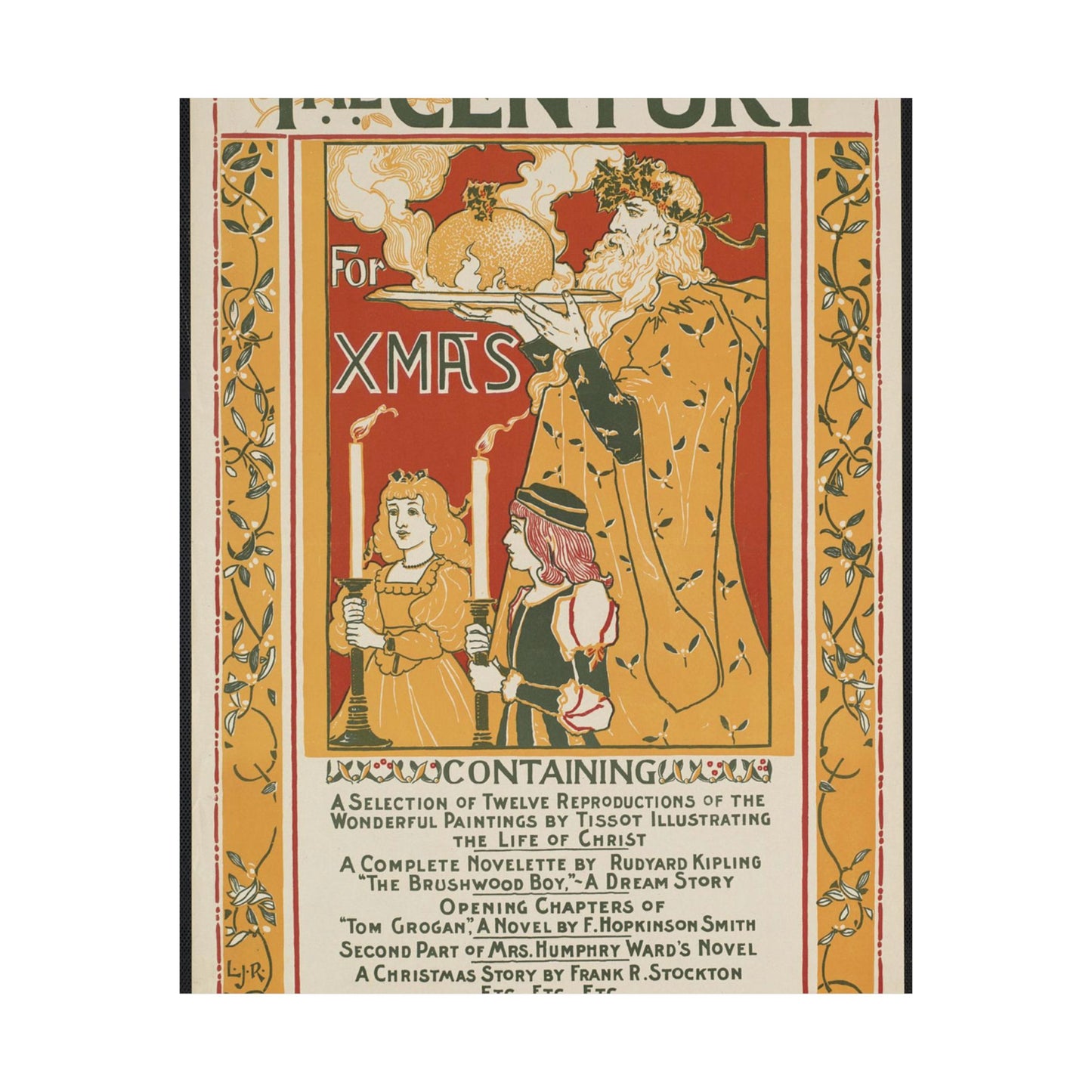 Louis Rhead - The century for Xmas, Art Nouveau poster High Quality Matte Wall Art Poster for Home, Office, Classroom