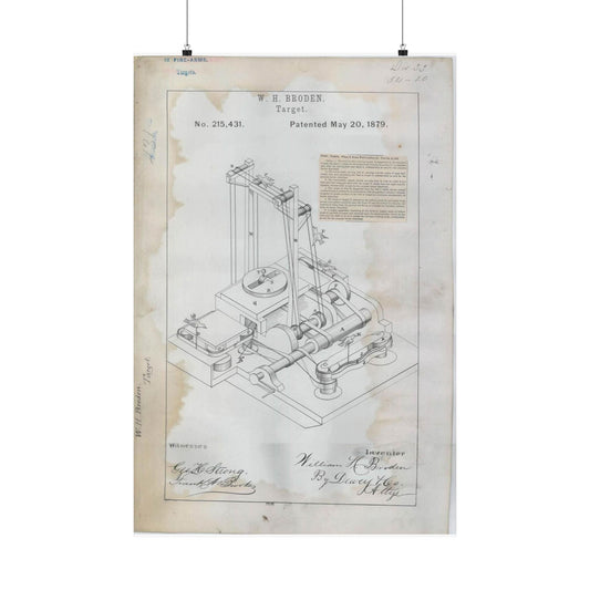 Patent drawing - for W. H. Broden's Target Public domain  image High Quality Matte Wall Art Poster for Home, Office, Classroom