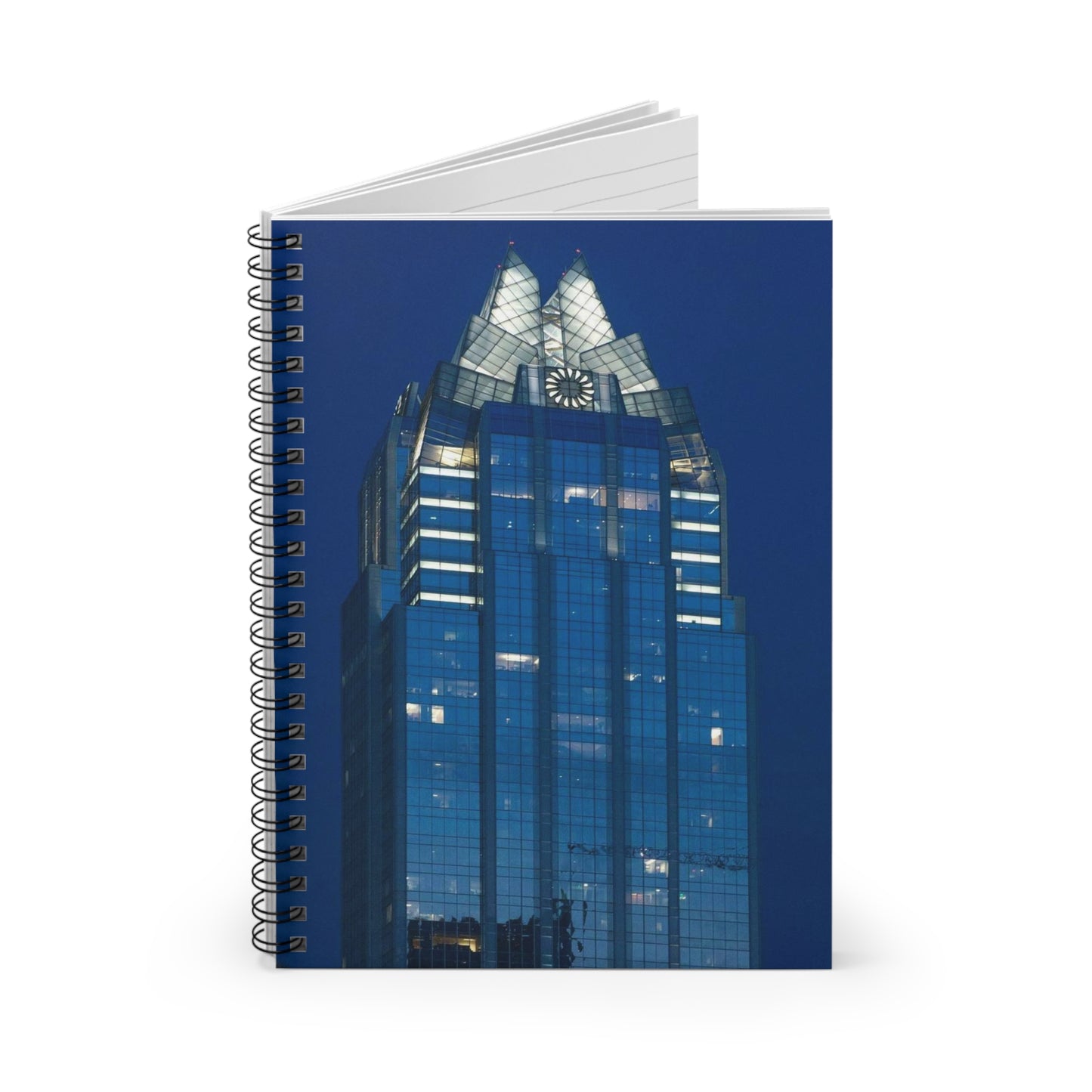 The upper reaches of Frost Bank Tower, a prominent Austin, Texas, skyscraper Spiral Bound Ruled Notebook with Printed Cover