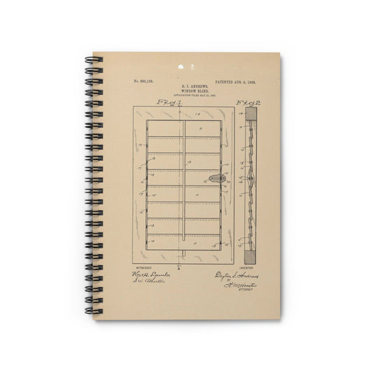 Patent Drawing of Engine - for a Window Blind Public domain  image Spiral Bound Ruled Notebook with Printed Cover