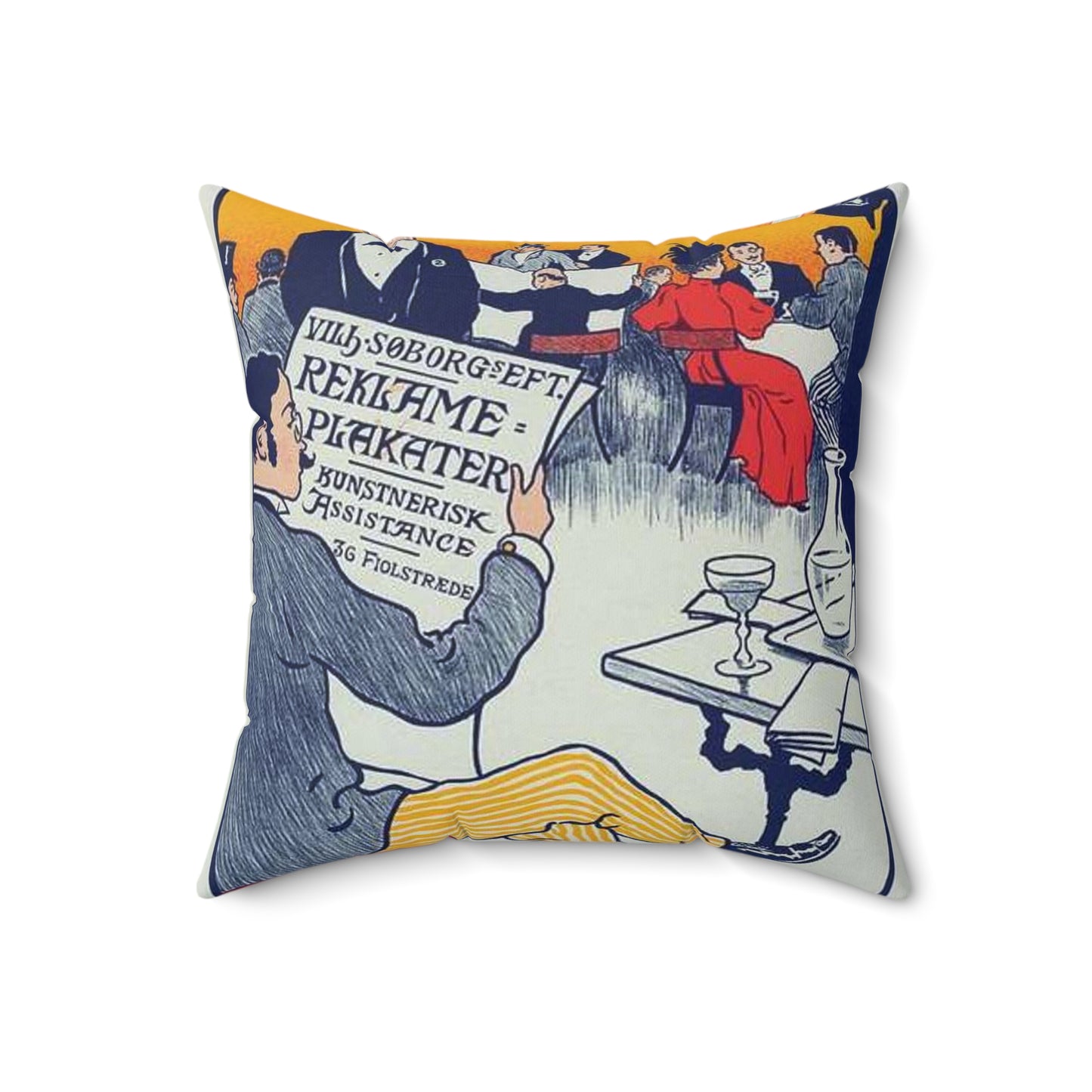 Affiche danoise pour les "Affiches artistiques Wilh. Söborg". Decorative Accent Square Pillow