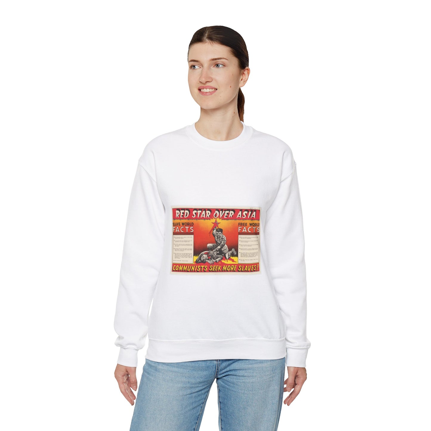 Red Star Over Asia PO-24-E, United States information service propaganda White Heavy Blend Adult Crew Neck SweatShirt