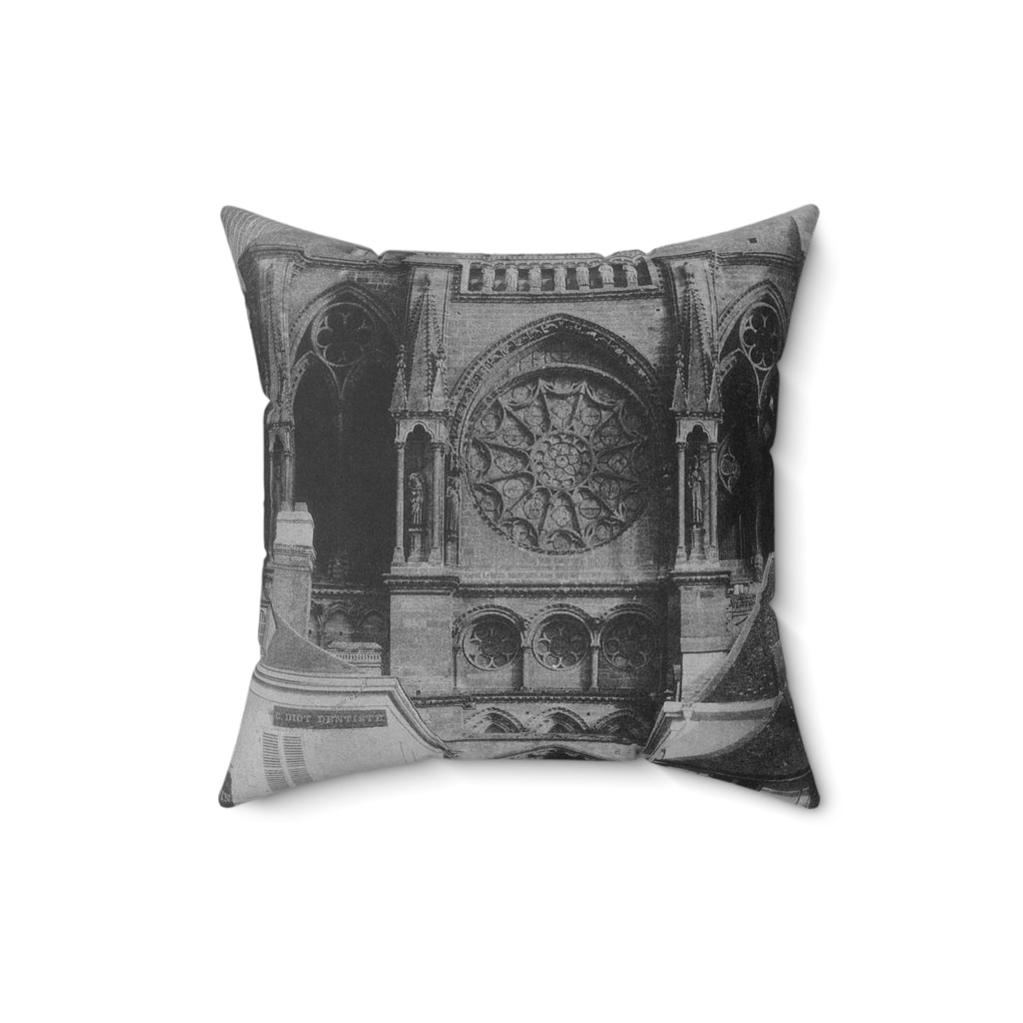 Le Secq Reims Cathedral north nave facade Decorative Accent Square Pillow