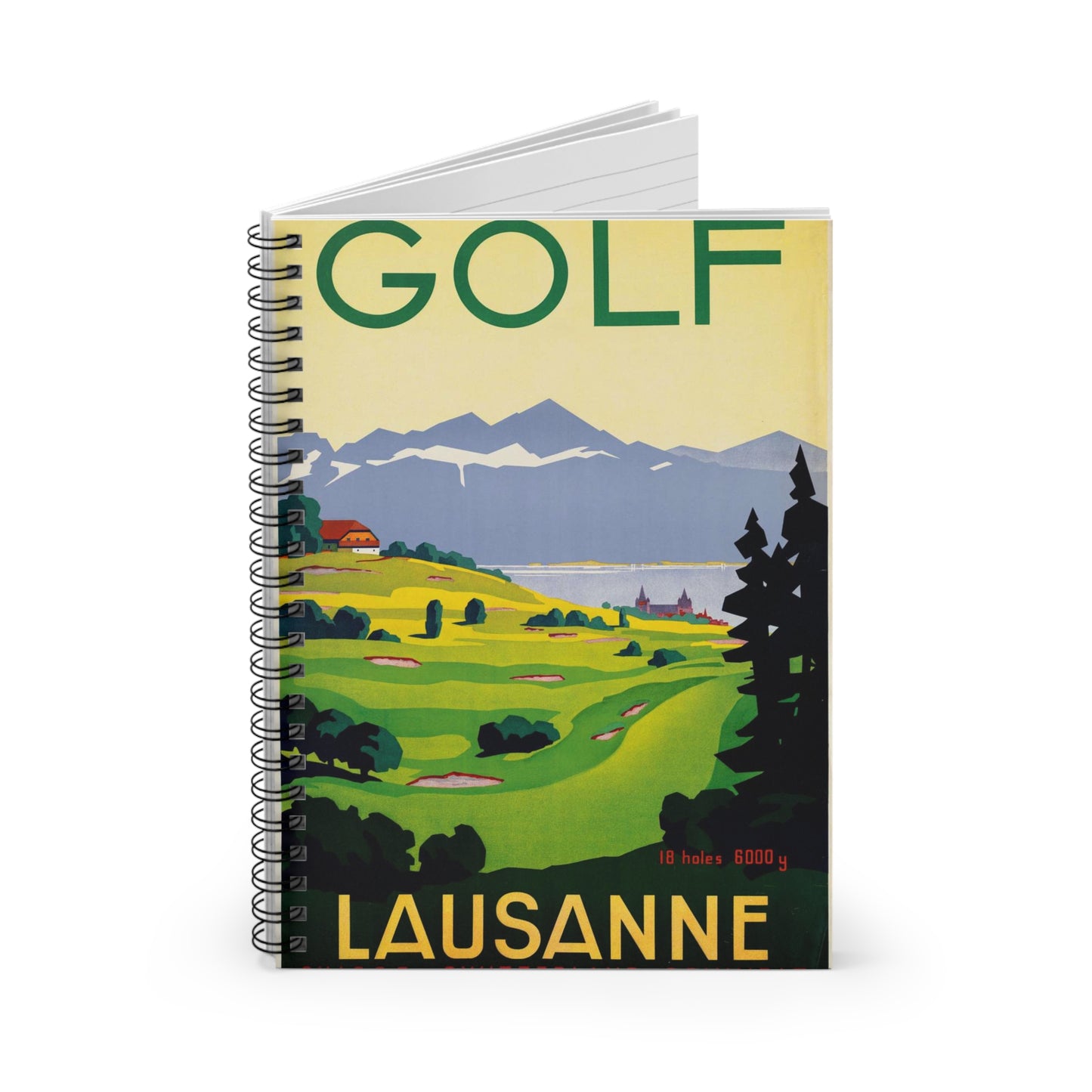 Poster - Golf. Lausanne - Public domain lithograph Spiral Bound Ruled Notebook with Printed Cover