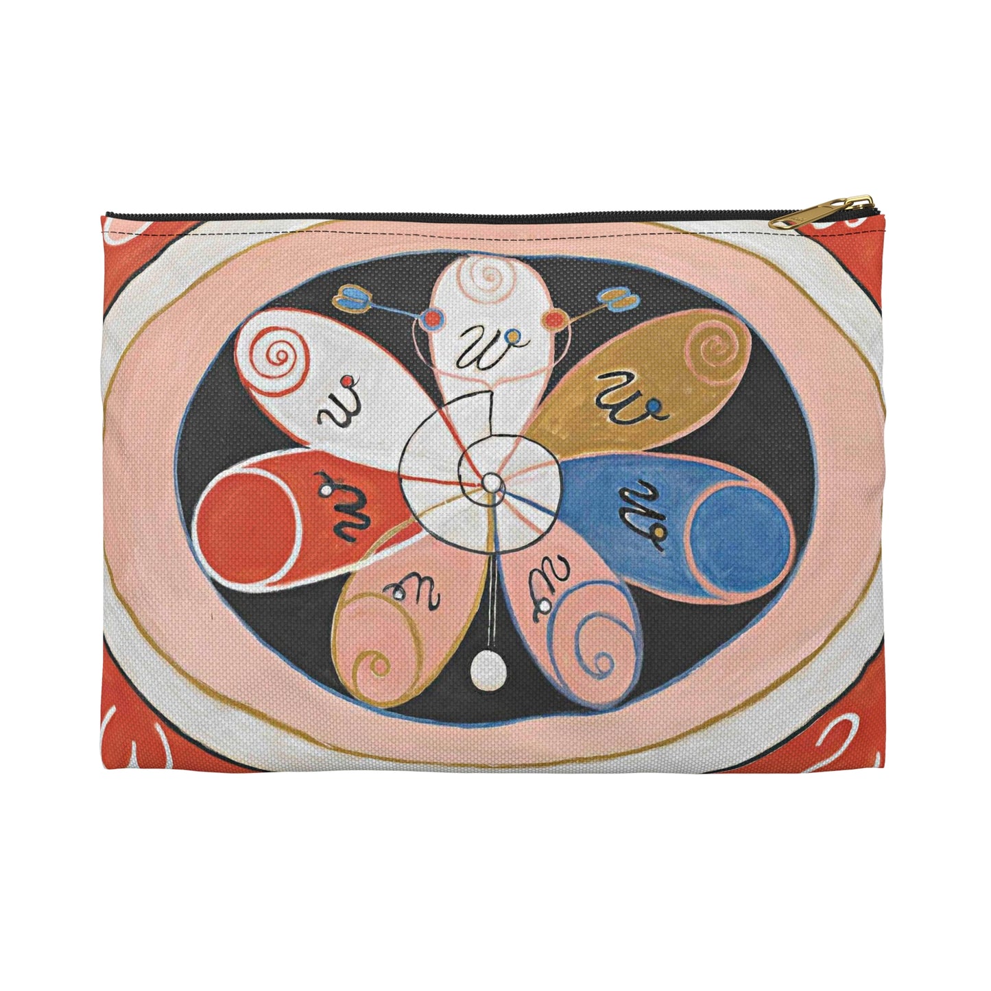 A painting of a colorful flower with writing on it Hilma af Klint - no date - Untitled Large Organizer Pouch with Black Zipper