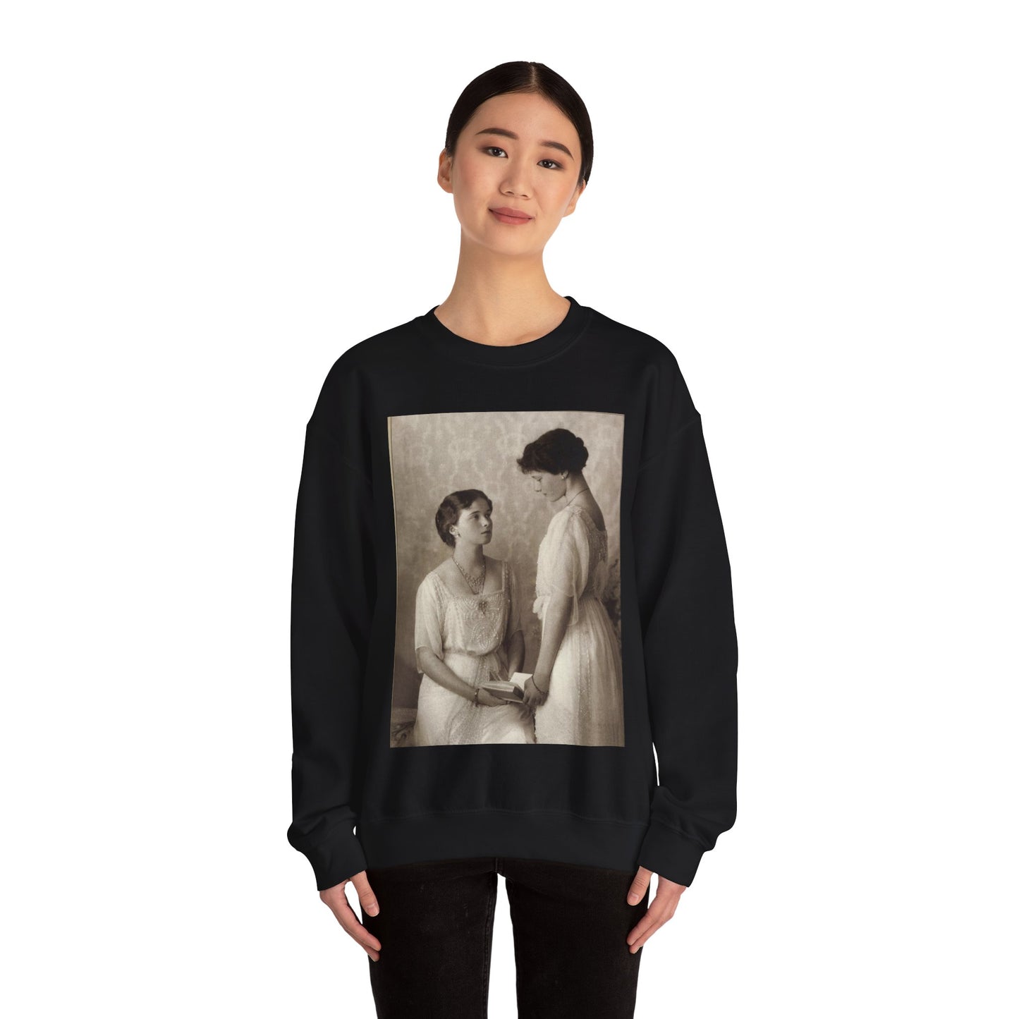 Grand Duchesses Olga and Tatiana. 1913. Black Heavy Blend Adult Crew Neck SweatShirt