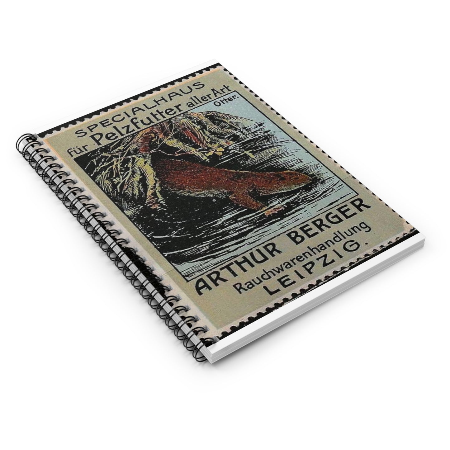 Arthur Berger, fur trader in Leipzig, c. 1910, brand advertisings (07) Spiral Bound Ruled Notebook with Printed Cover