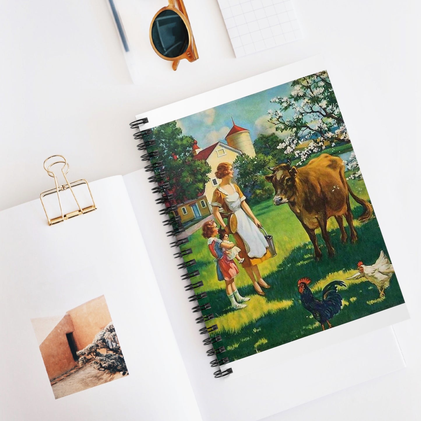 A Milking We Will Go, painting by Edward Mason Eggleston Spiral Bound Ruled Notebook with Printed Cover