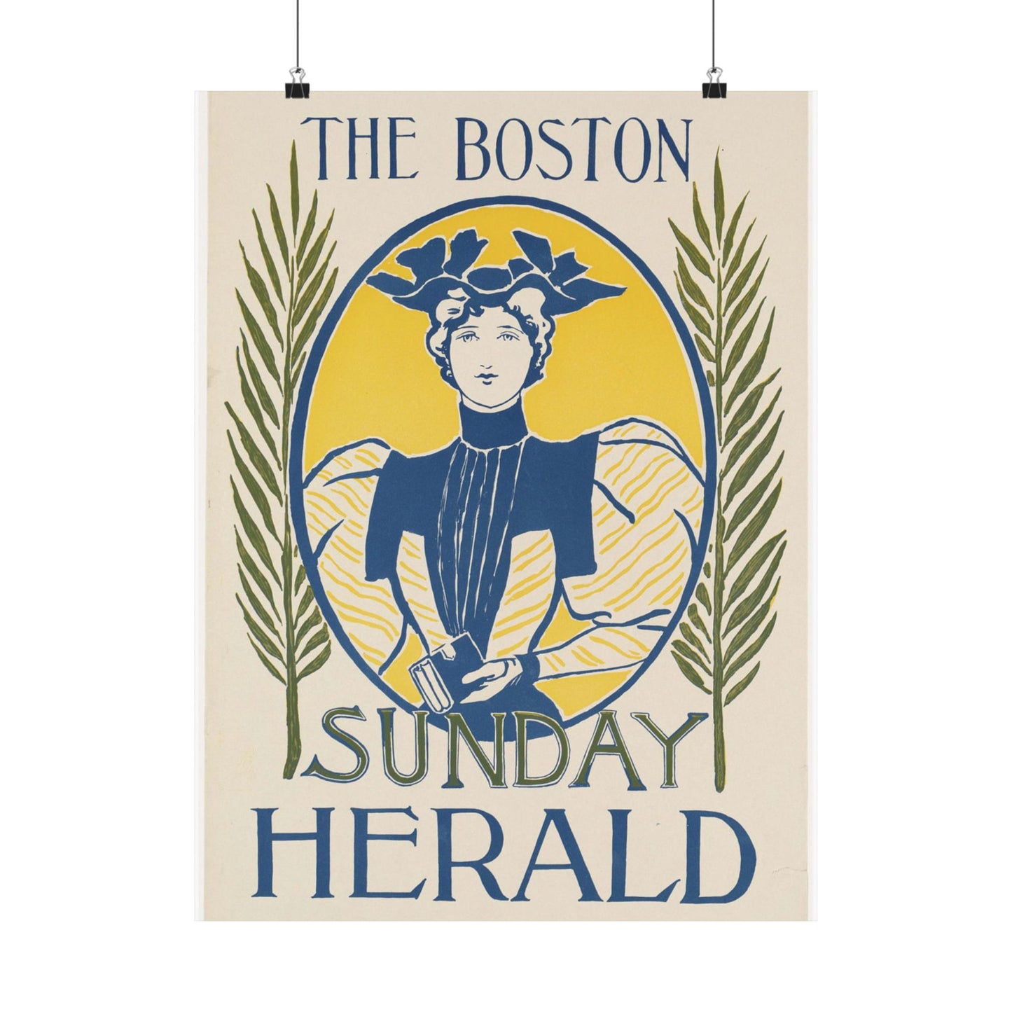 The Boston Sunday herald, Art Nouveau Poster High Quality Matte Wall Art Poster for Home, Office, Classroom