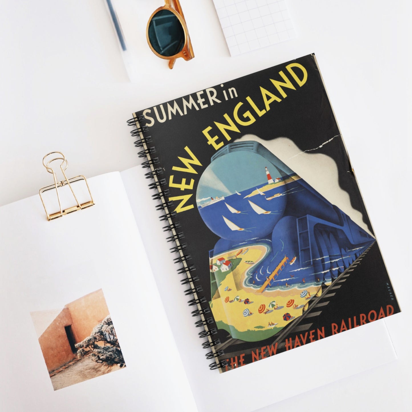 Vintage Travel Posters, 1920s-1930s Spiral Bound Ruled Notebook with Printed Cover