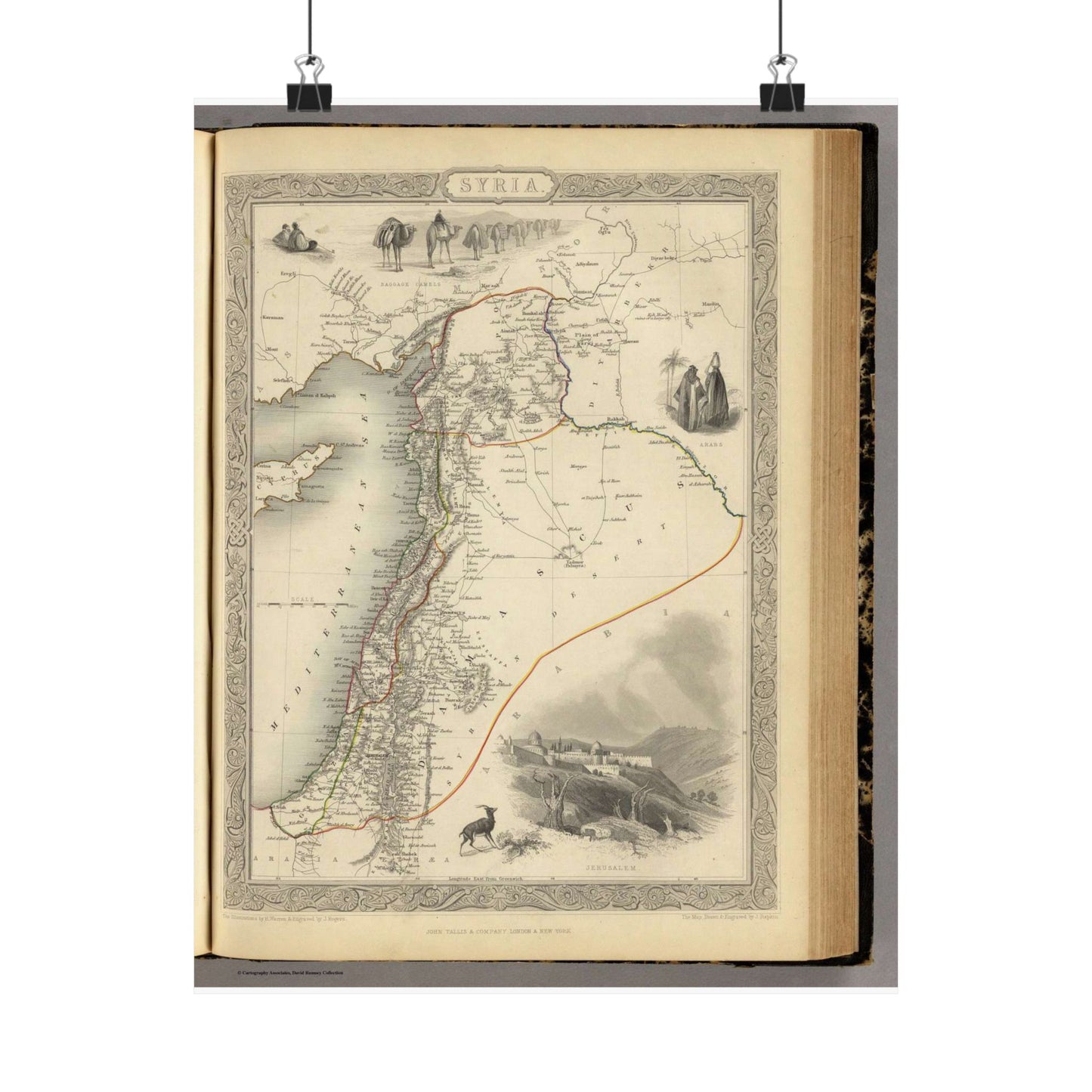 1851 Henry Warren Map of Syria - Public domain old map High Quality Matte Wall Art Poster for Home, Office, Classroom