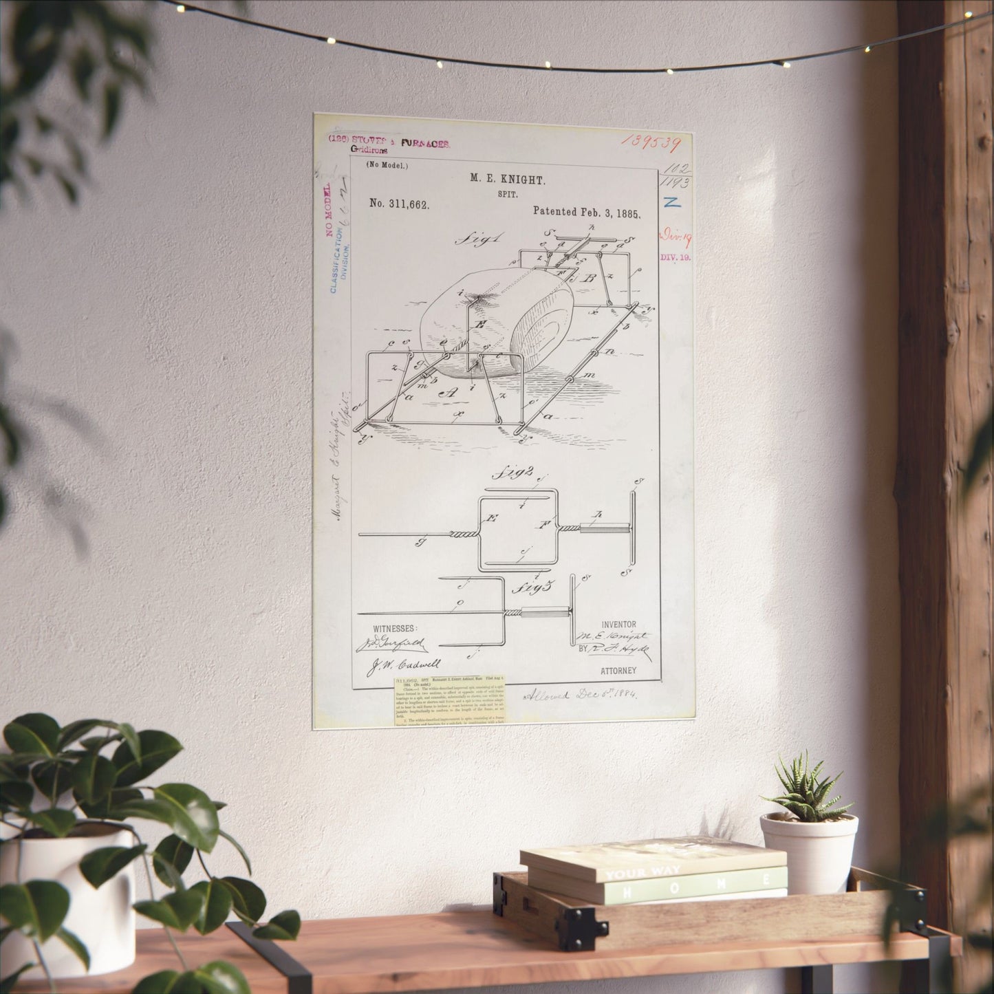 Patent drawing - for M. E. Knight's Spit Public domain  image High Quality Matte Wall Art Poster for Home, Office, Classroom