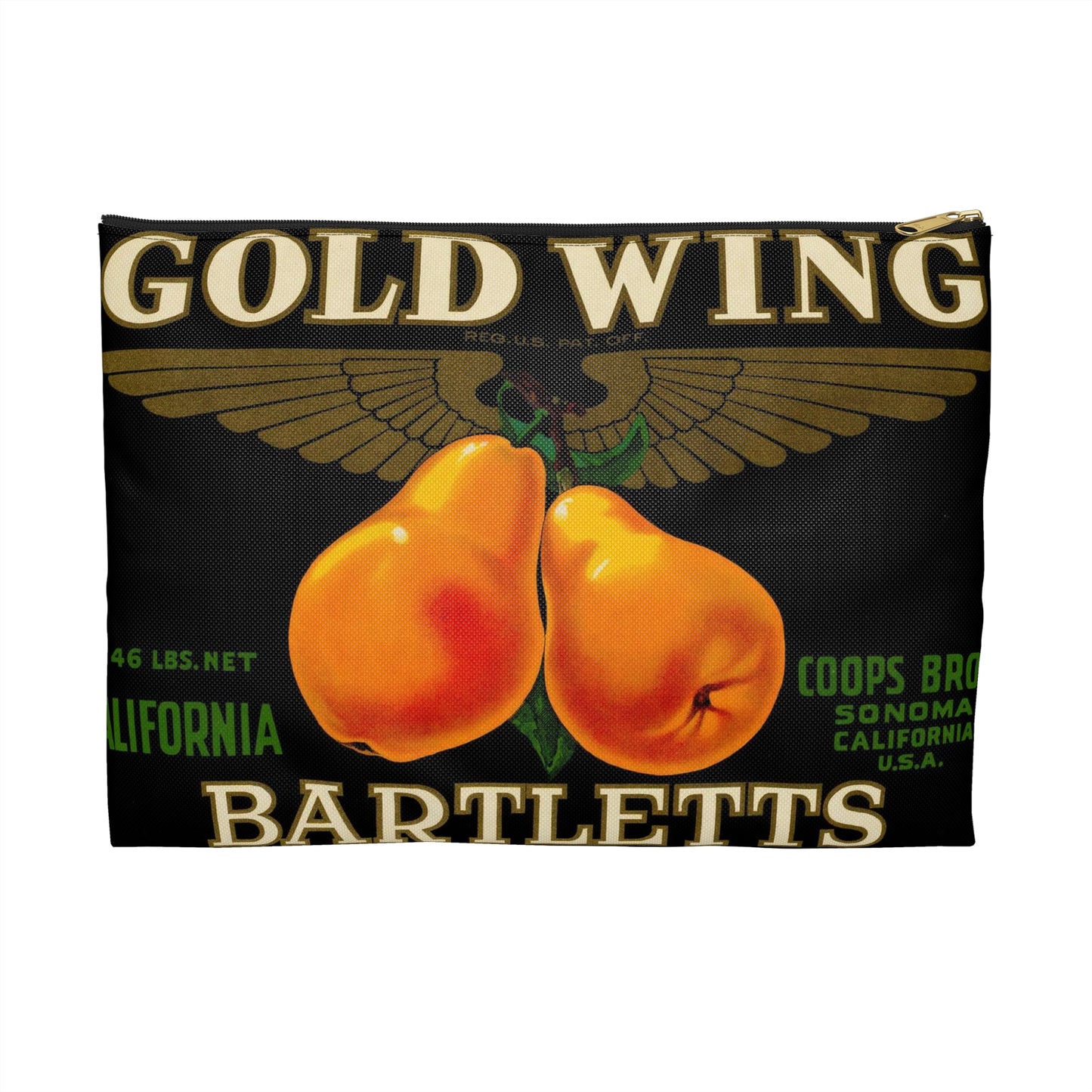 Gold Wing: Bartletts, California, Coops Bros., Sonoma, California, U.S.A. Large Organizer Pouch with Black Zipper