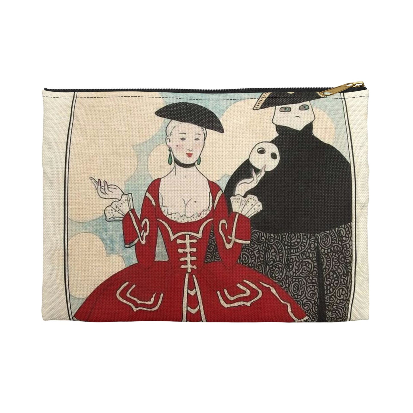 Costumes Parisiens No.56 George Barbier, 1913 Large Organizer Pouch with Black Zipper