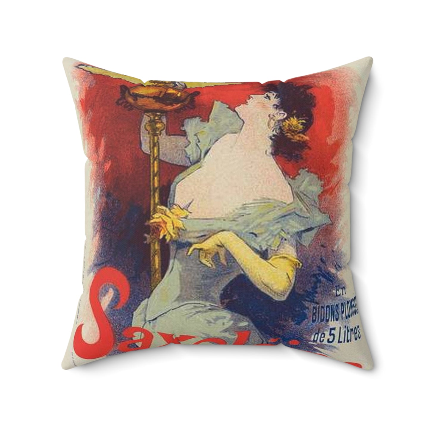 Affiche pour la "Saxoléine". - Art nouveau public domain poster Decorative Accent Square Pillow
