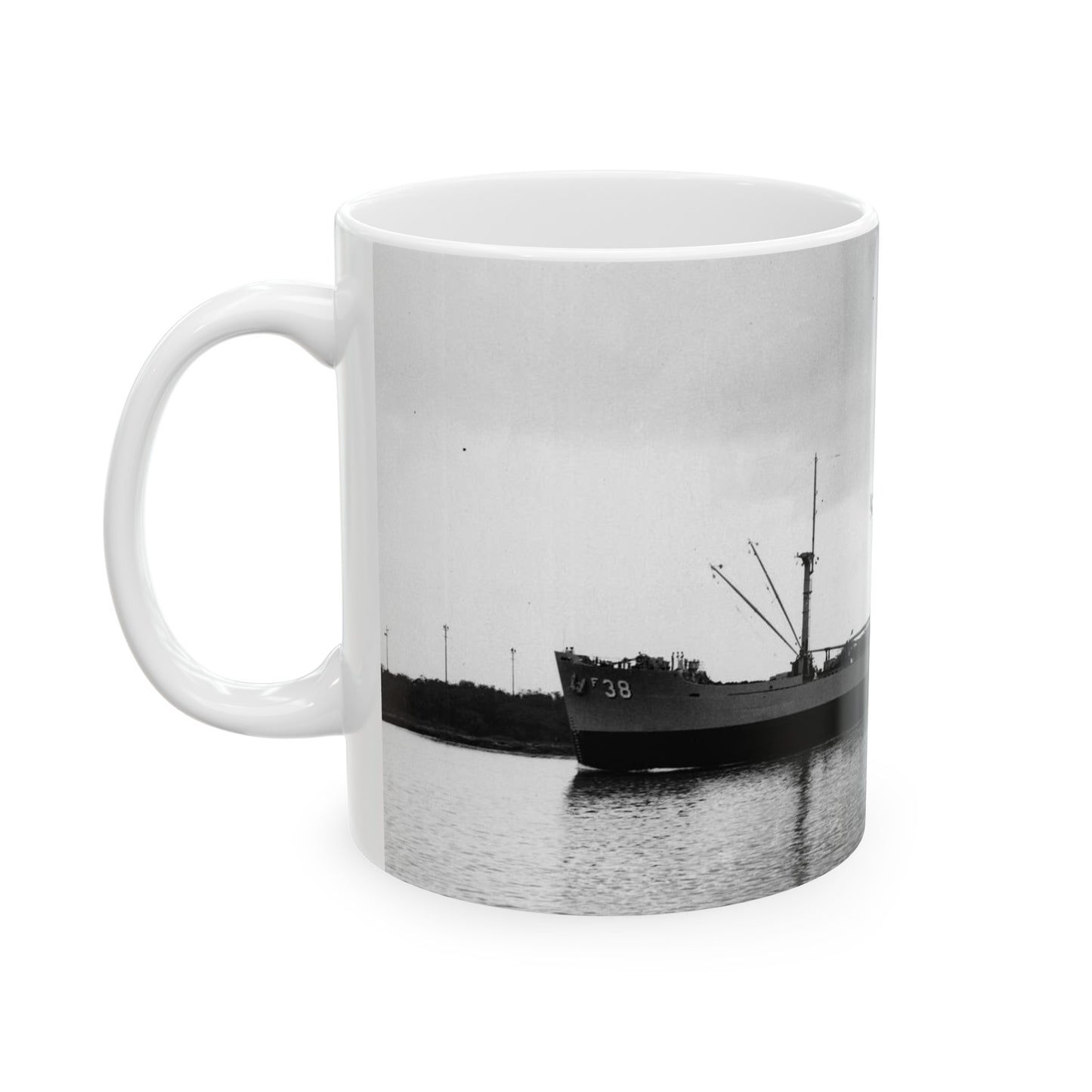 USS Merapi (AF-38) underway on 17 January 1958 (USN 1033595) Beautiful Novelty Ceramic Coffee Mug 11oz