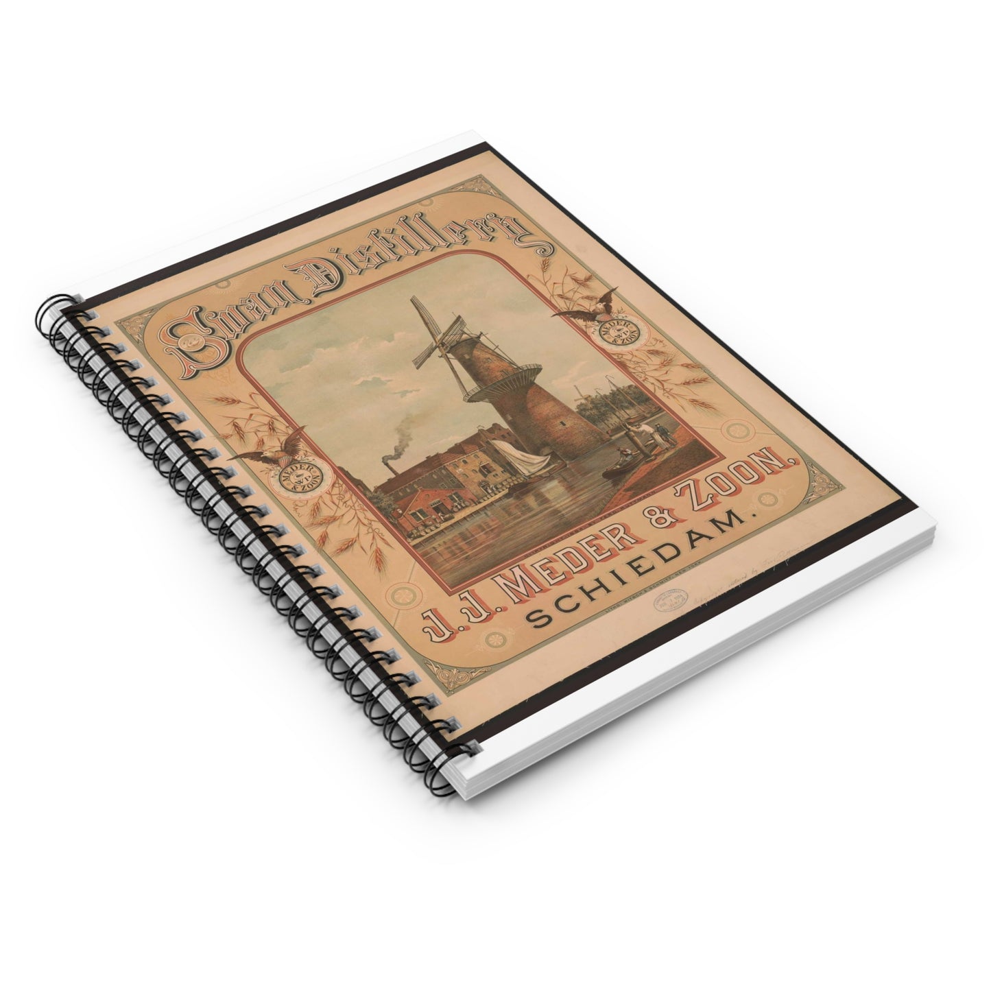 Swan Distillery, J.J. Meder & Zoon, Schiedam Spiral Bound Ruled Notebook with Printed Cover