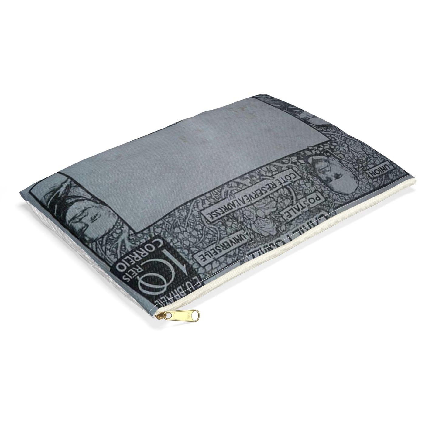 EliseuVisconti-D857-Bilhete postal para o exterior – A Evolução Histórica do Brasil – Projeto para bilhete postal integrante da coleção vencedora do Concurso dos Correios de 1904 Large Organizer Pouch with Black Zipper