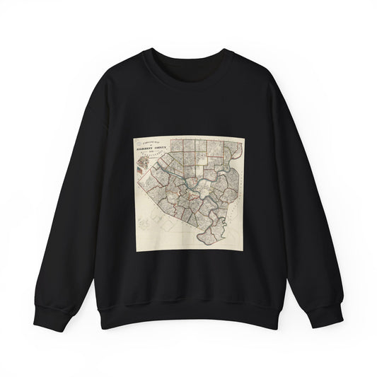Farm line map of Allegheny County, Pennsylvania / Black Heavy Blend Adult Crew Neck SweatShirt